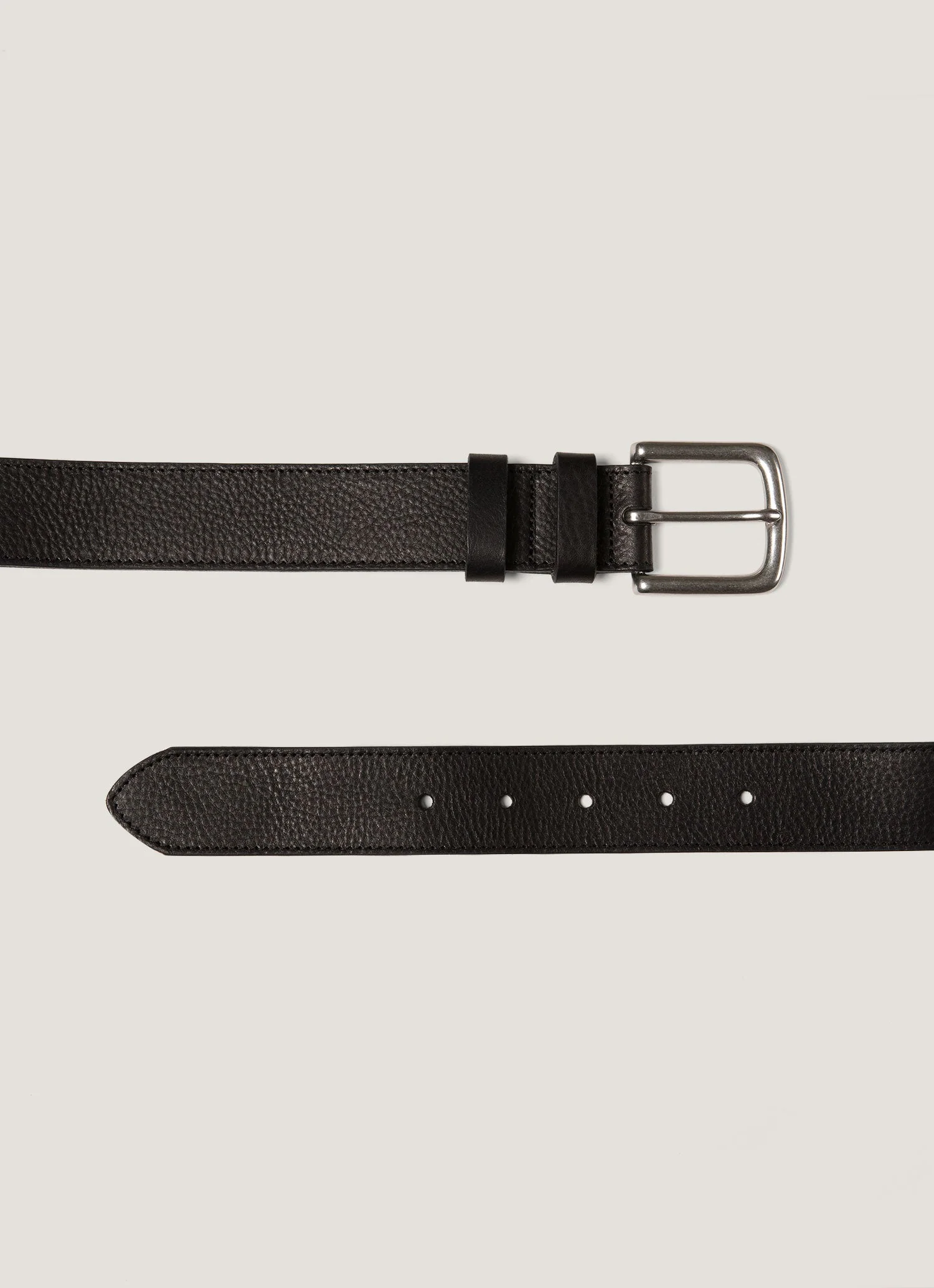 Men's Grained Leather Belt in Black - Image 2