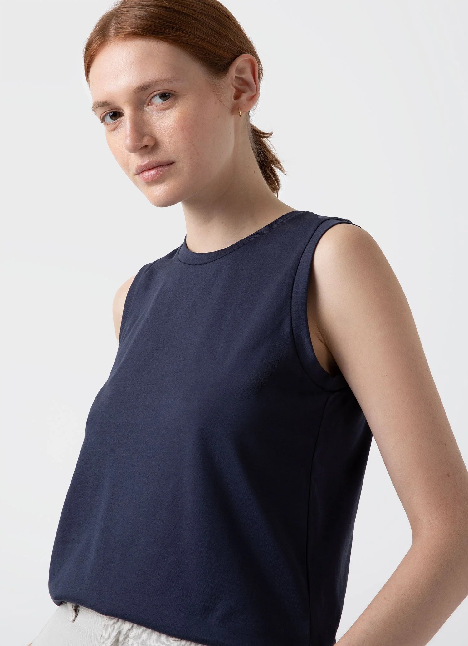 Women's Boy Fit Tank in Navy - Image 2