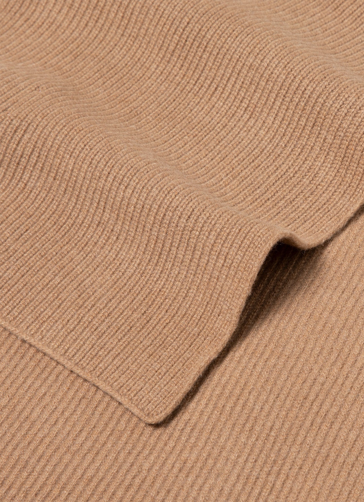 Cashmere Ribbed Scarf in Brown Melange - Image 2