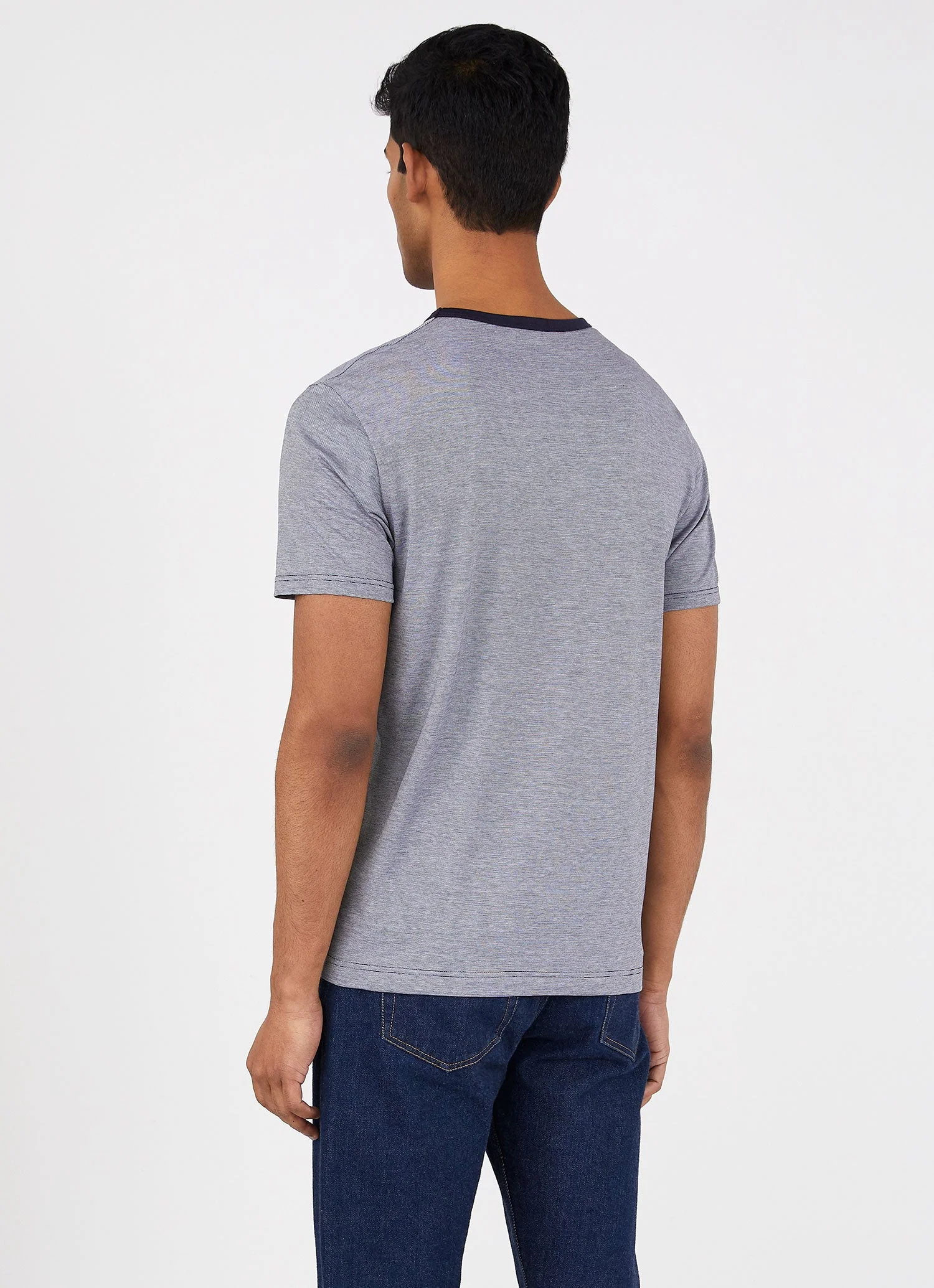 Men's Classic T-shirt in Navy/White Narrow Stripe - Image 3