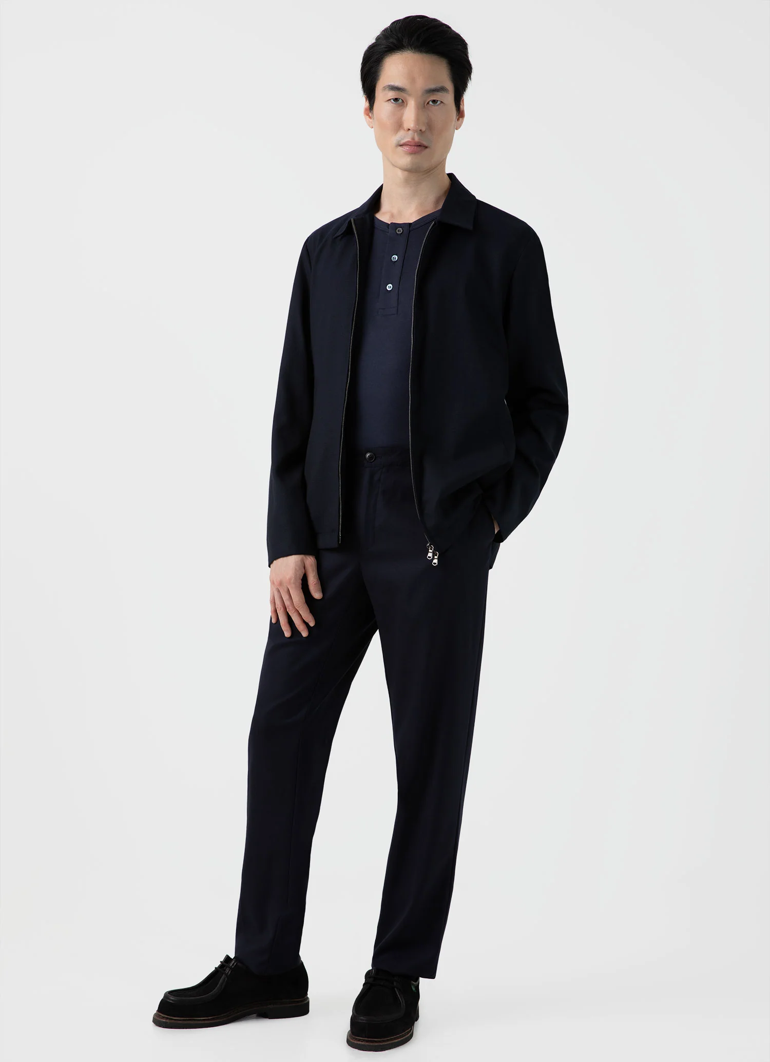 Men's Henley T-shirt in Navy - Image 3