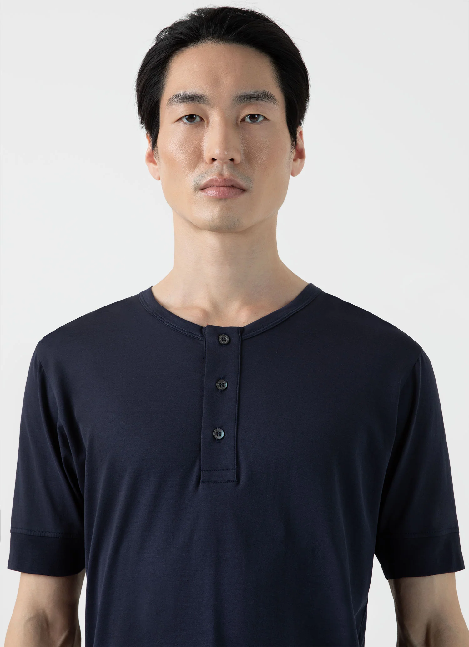 Men's Henley T-shirt in Navy - Image 6