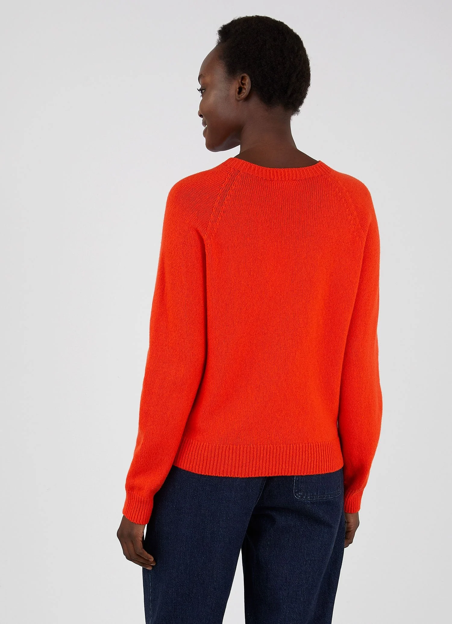 Women's Lambswool Crew Neck Jumper in Flame - Image 3