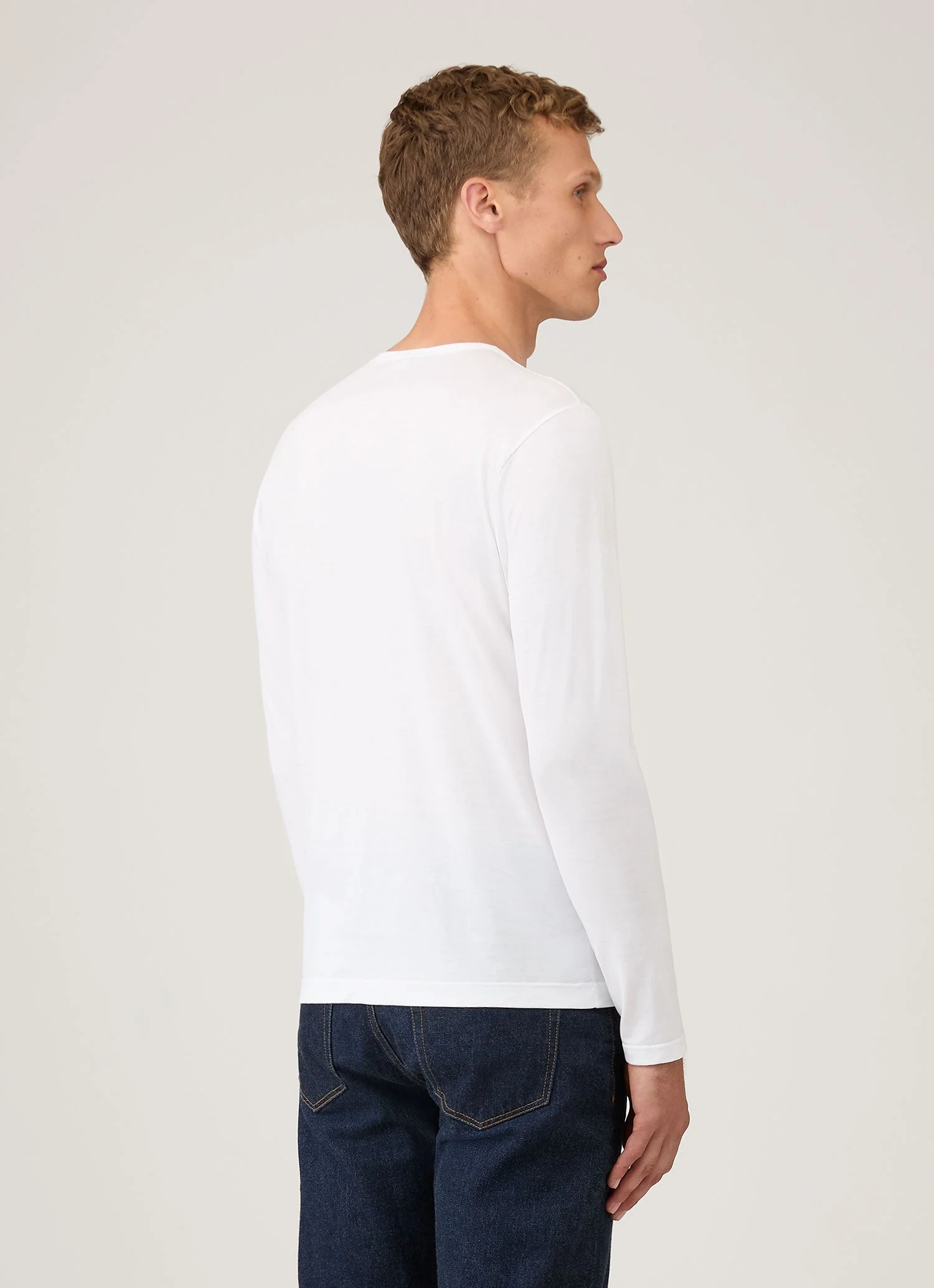 Men's Classic Long Sleeve T-shirt in White - Image 5