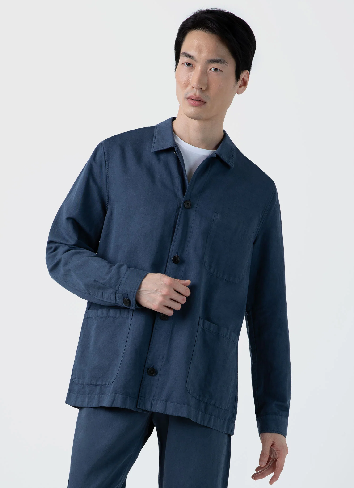 Men's Cotton Linen Twin Pocket Jacket in Shale Blue - Image 2
