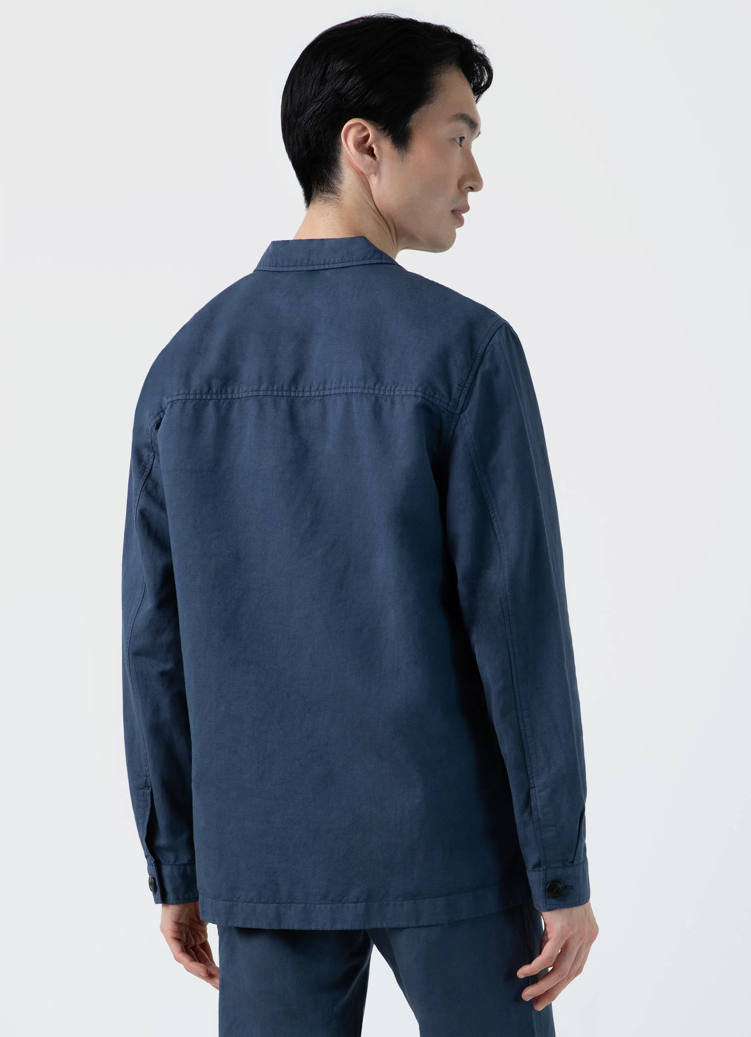 Men's Cotton Linen Twin Pocket Jacket in Shale Blue - Image 4