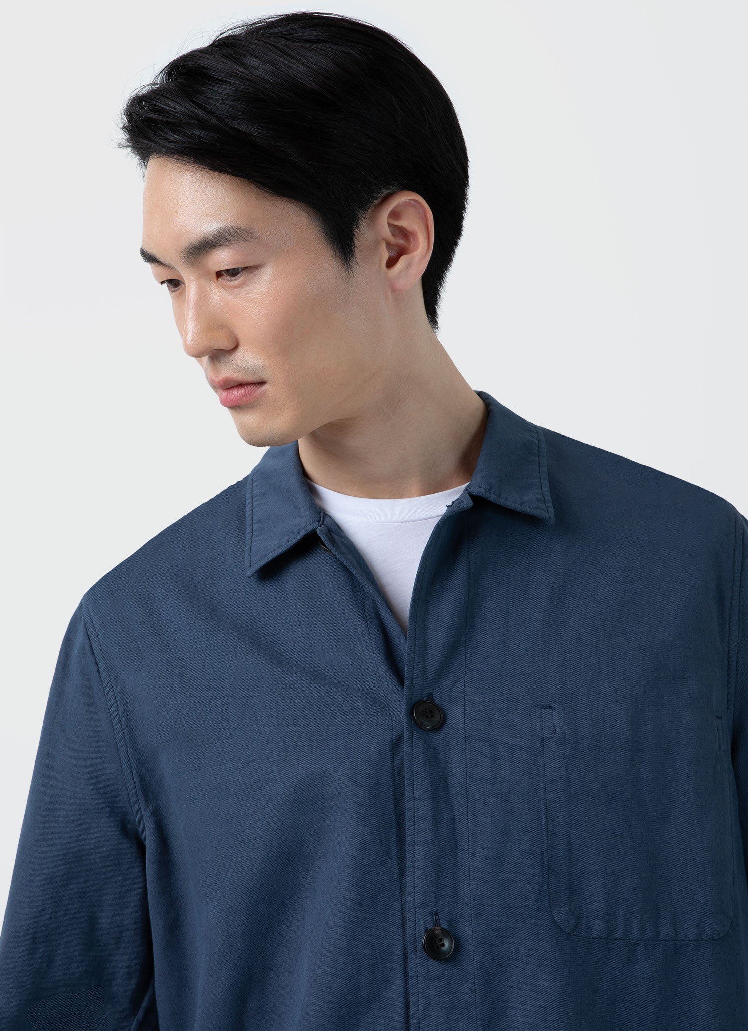 Men's Cotton Linen Twin Pocket Jacket in Shale Blue - Image 5