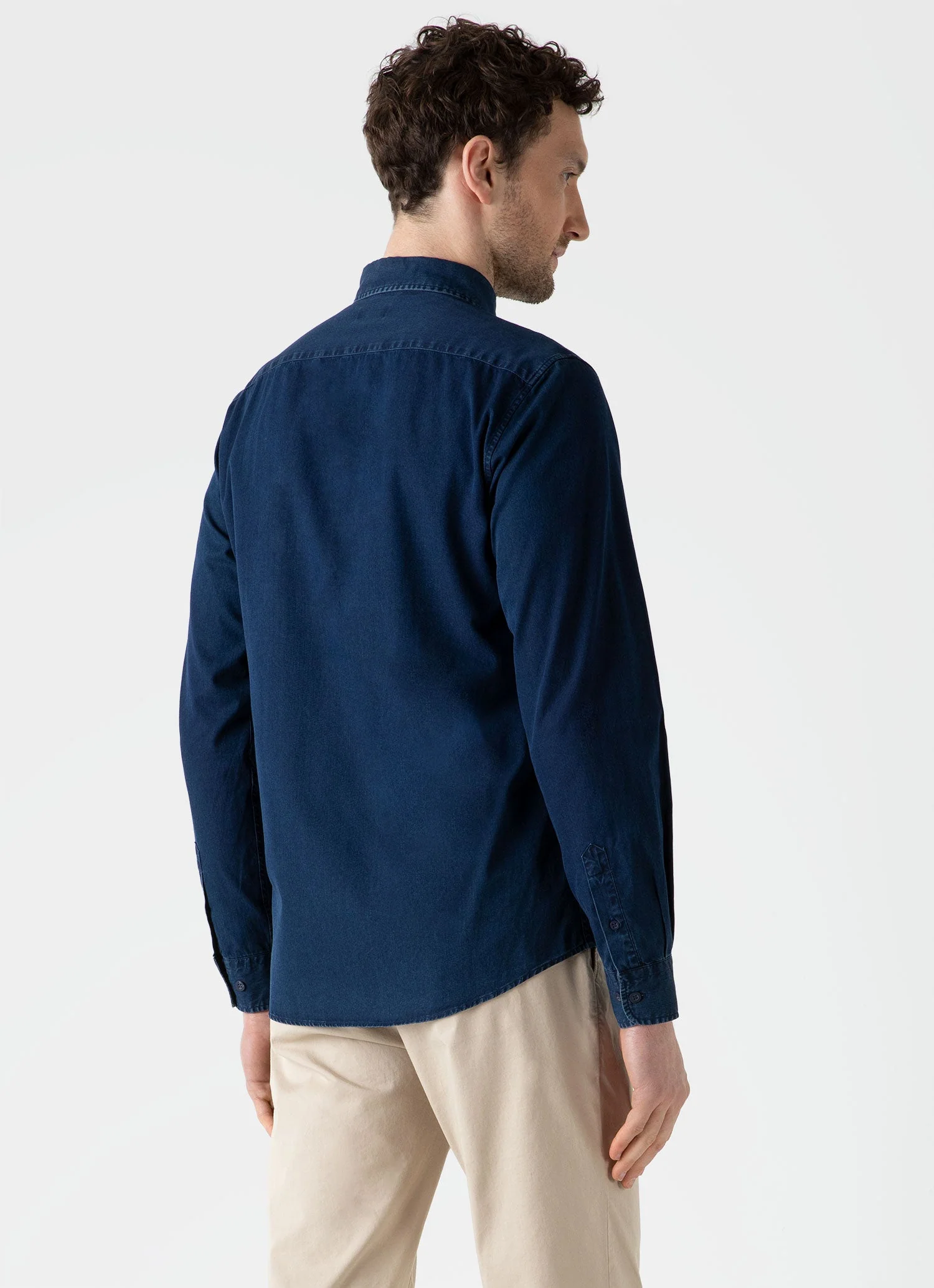 Men's Button Down Denim Shirt in Indigo - Image 5
