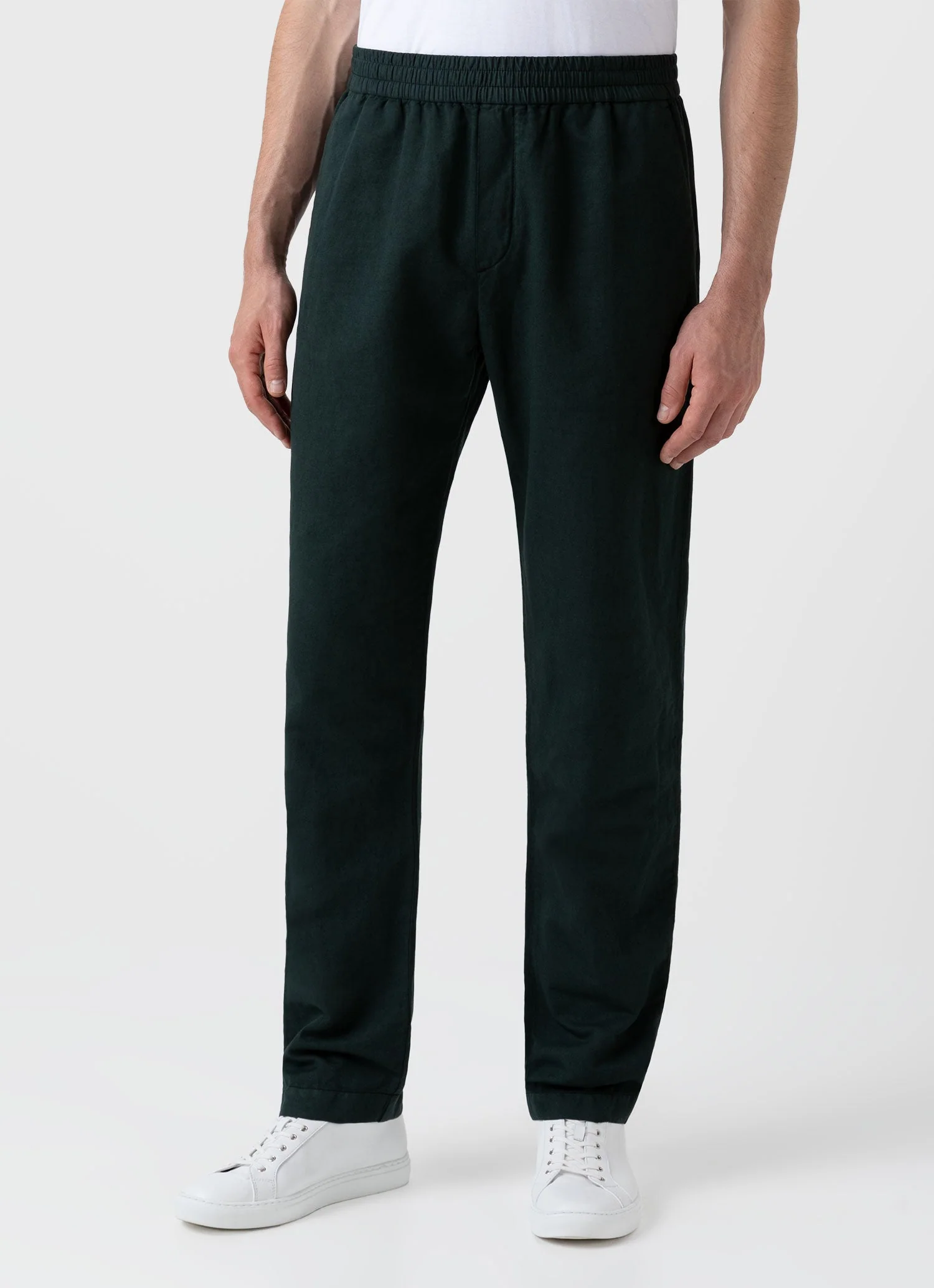 Men's Cotton Linen Drawstring  Trouser in Seaweed - Image 3