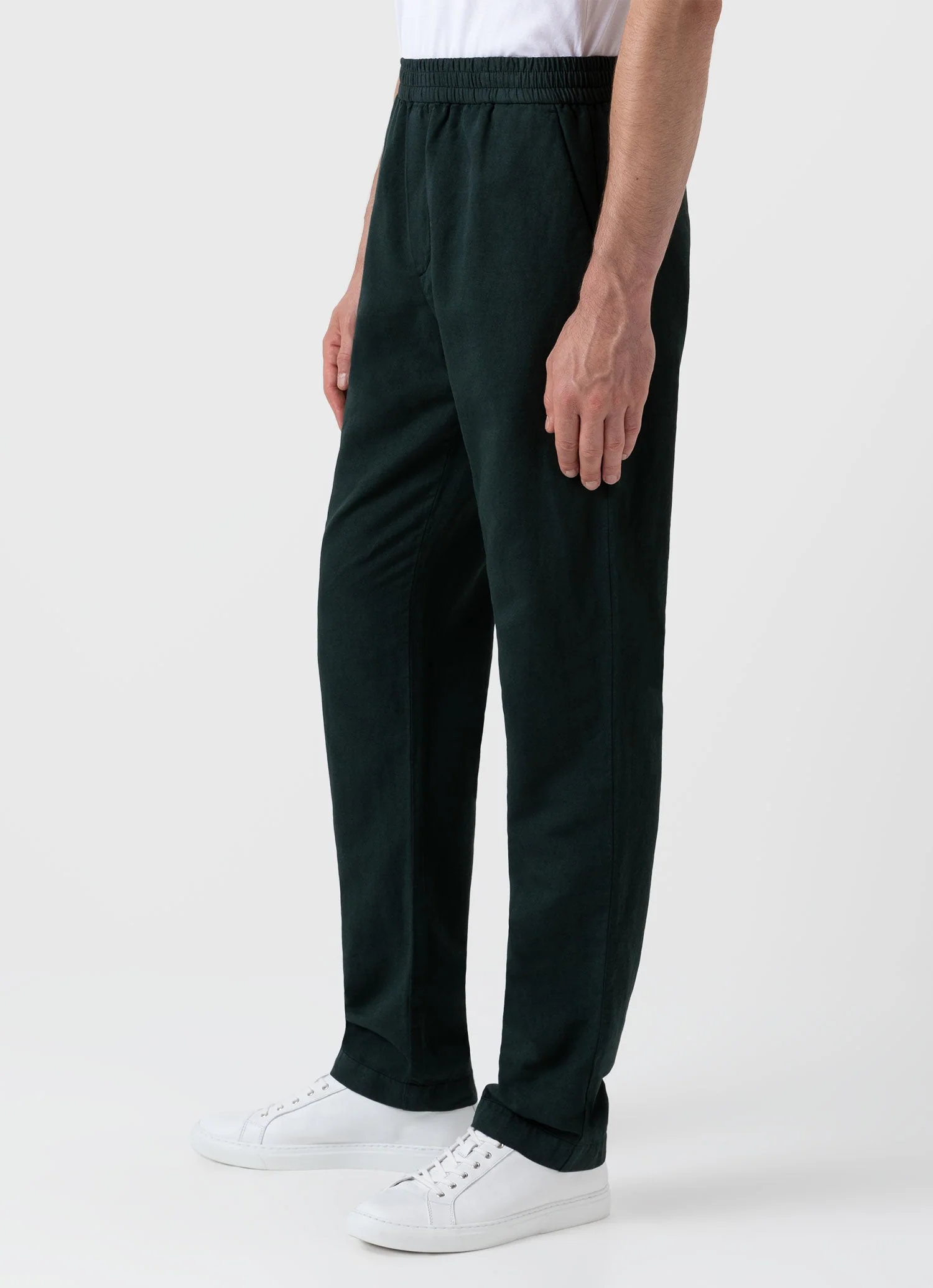 Men's Cotton Linen Drawstring  Trouser in Seaweed - Image 5