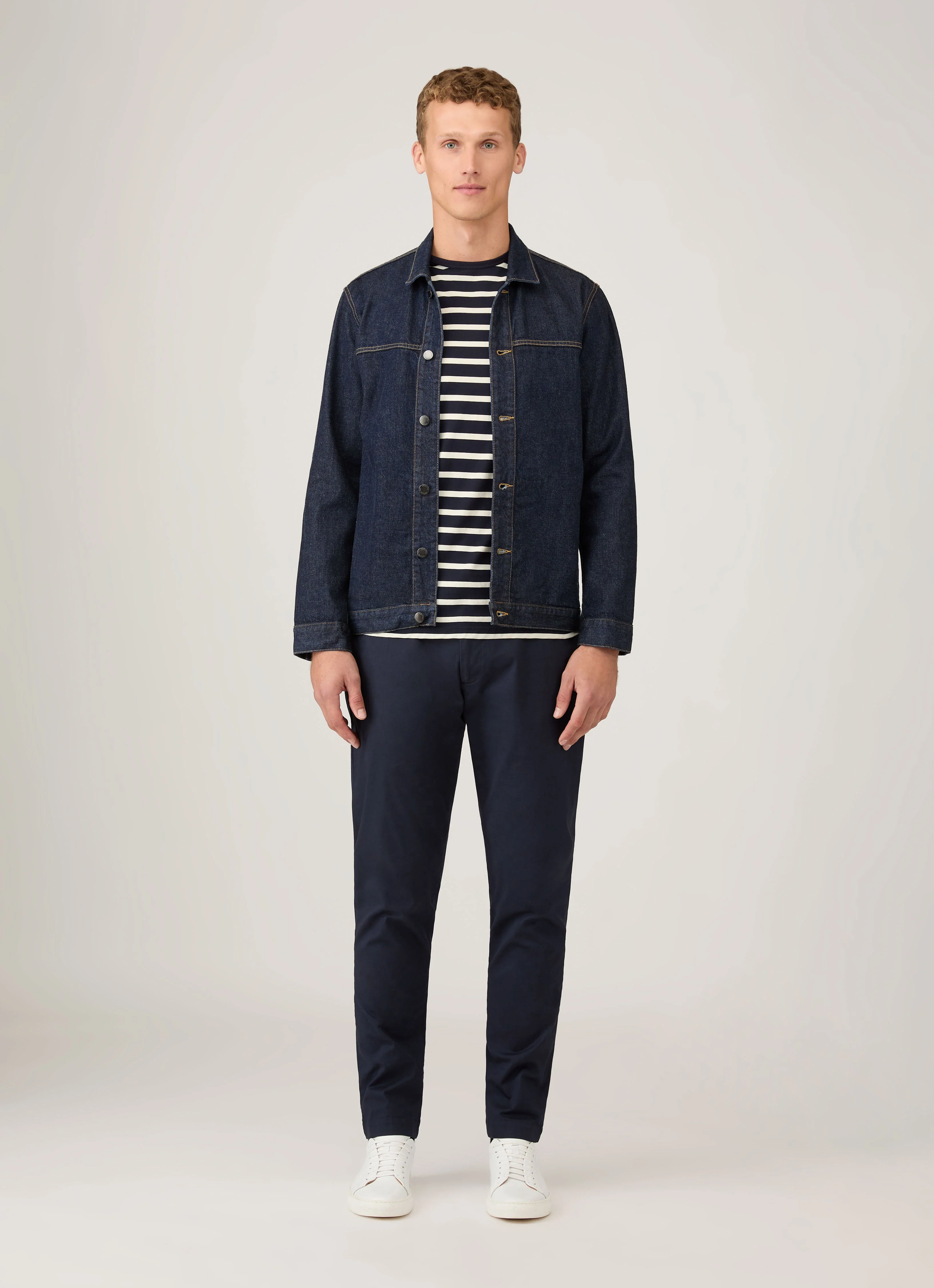 Men's 13oz Japanese Denim Jacket in Rinse Wash Denim - Image 3