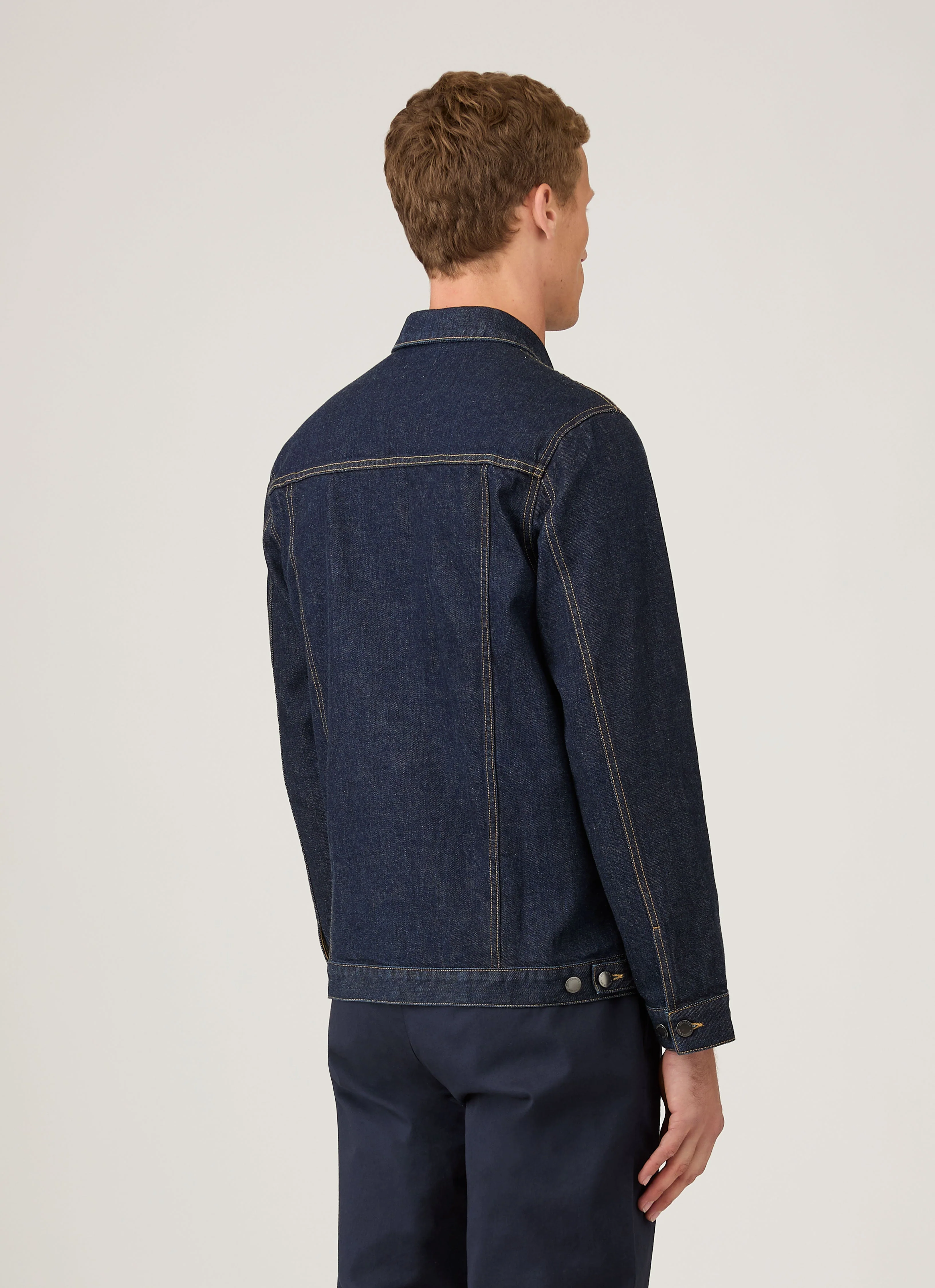 Men's 13oz Japanese Denim Jacket in Rinse Wash Denim - Image 5
