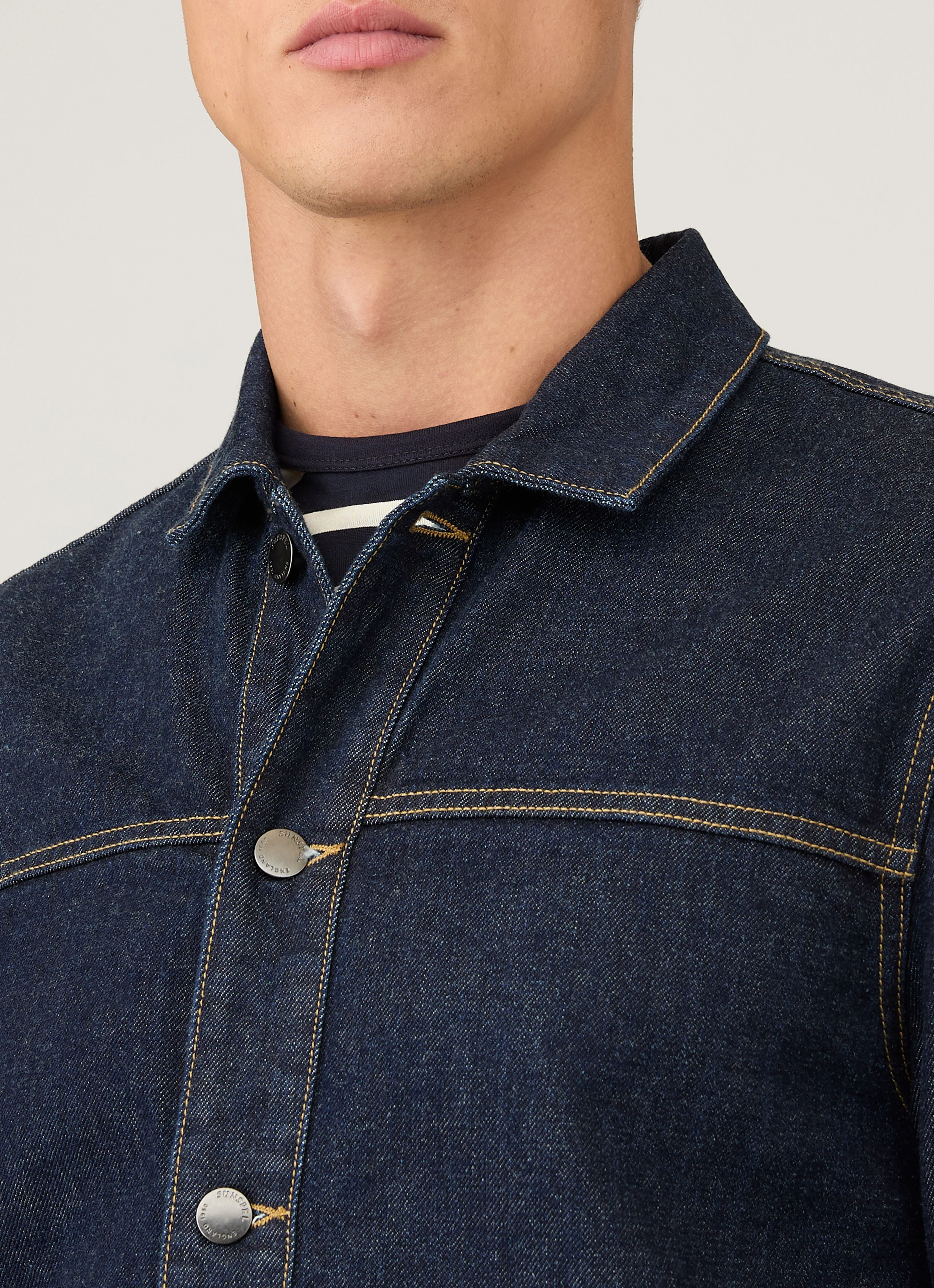 Men's 13oz Japanese Denim Jacket in Rinse Wash Denim - Image 6