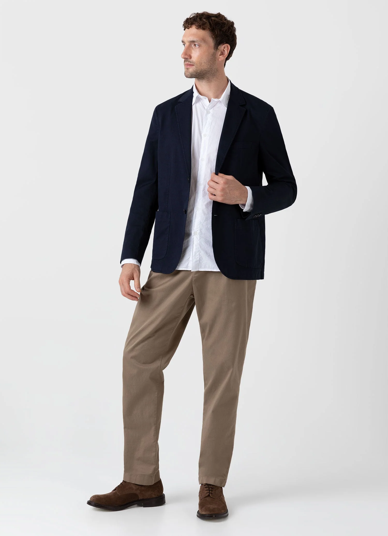 Men's Lightweight Poplin Shirt in White - Image 3