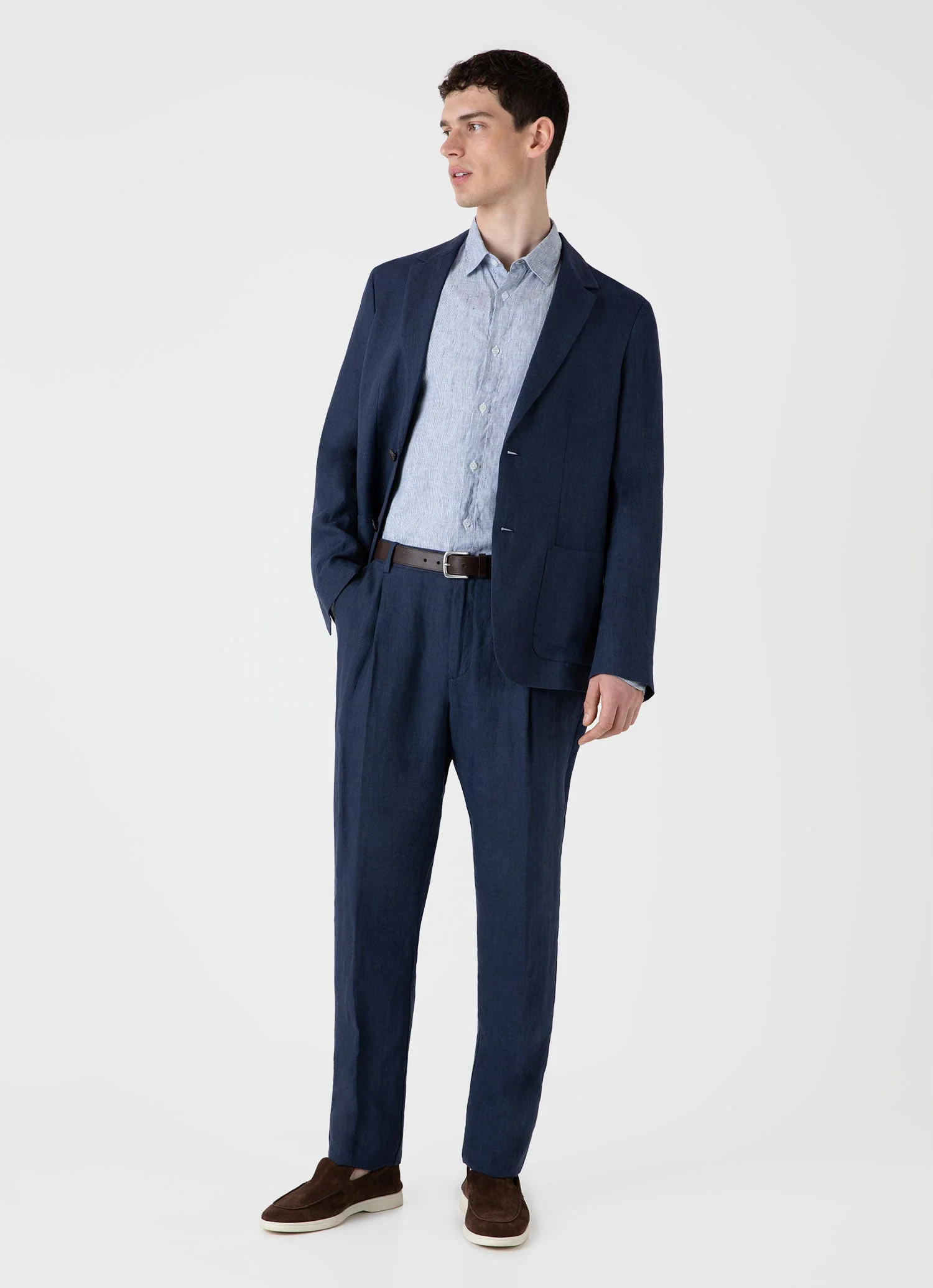 Men's Linen Blazer in Light Navy - Image 3