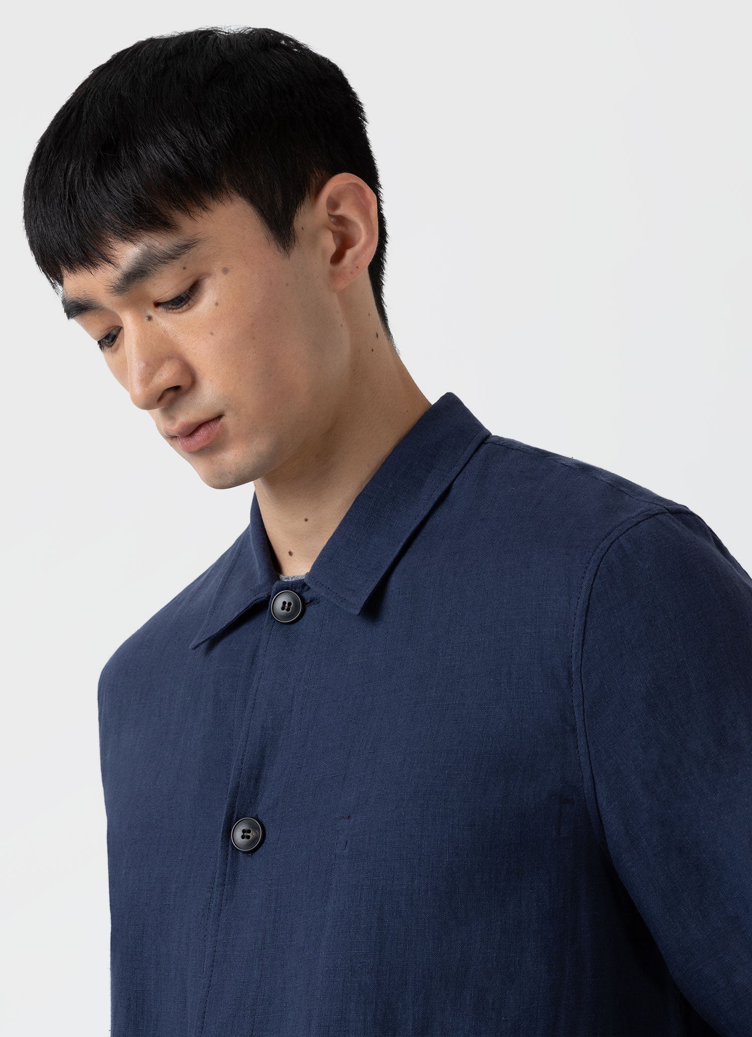 Men's Linen Twin Pocket Jacket in Light Navy - Image 5