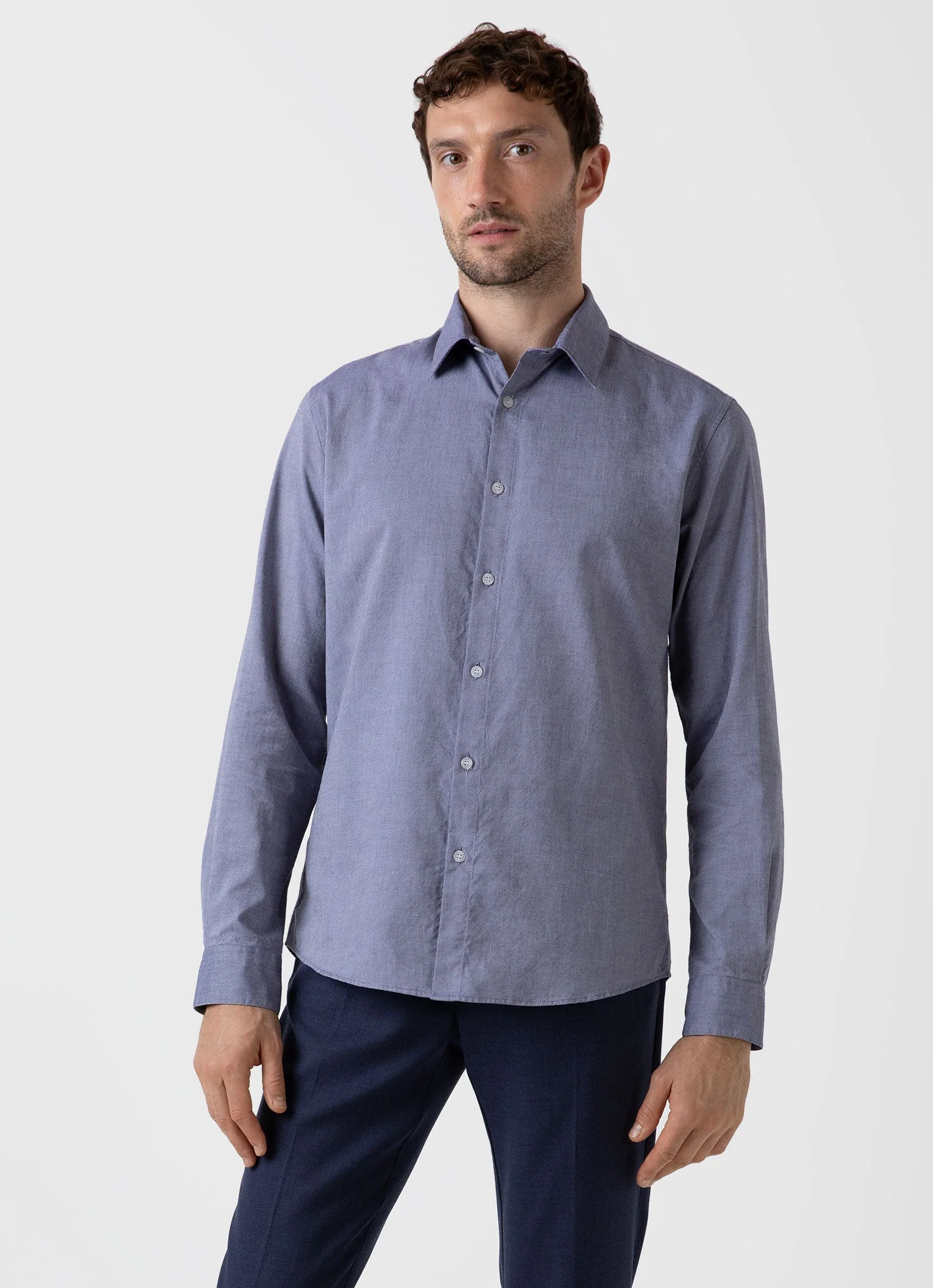 Men's Oxford Shirt in Dark Blue - Image 2