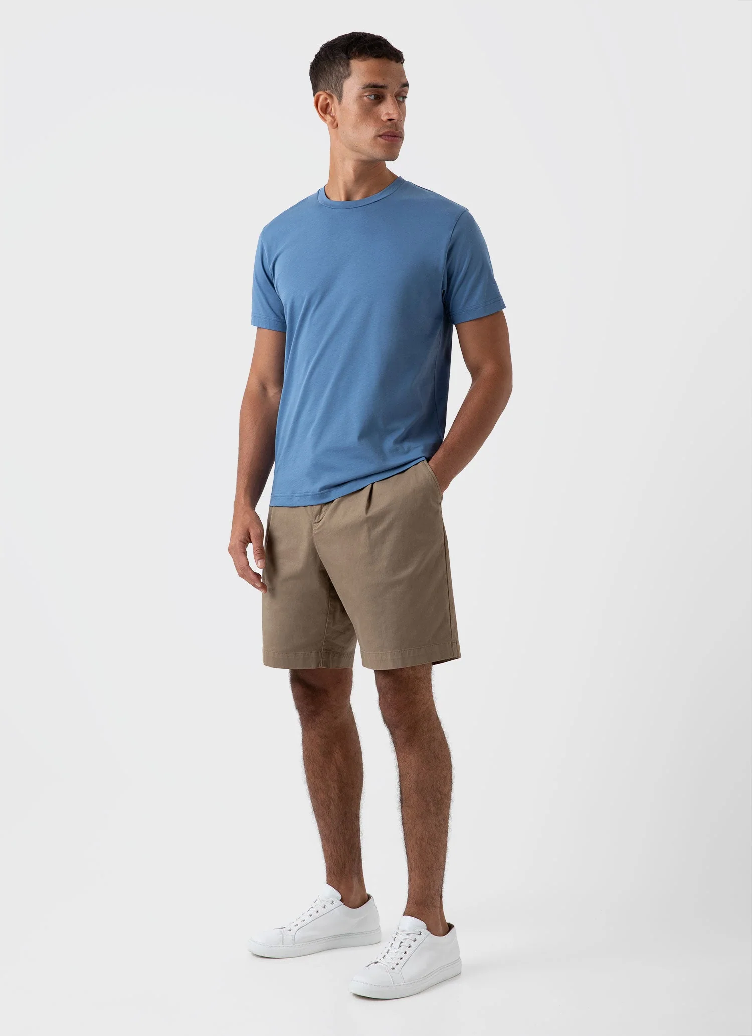 Men's Pleated Twill Short in Dark Stone - Image 2