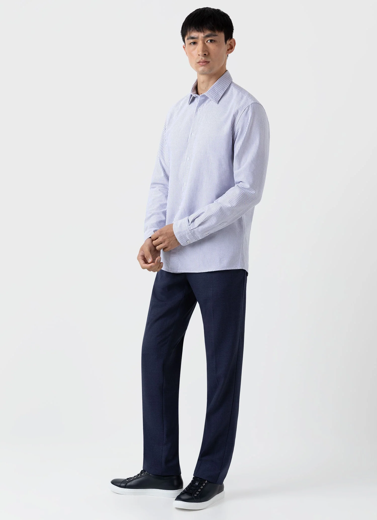 Men's Slim Fit Wool Trouser in Blue Melange - Image 2