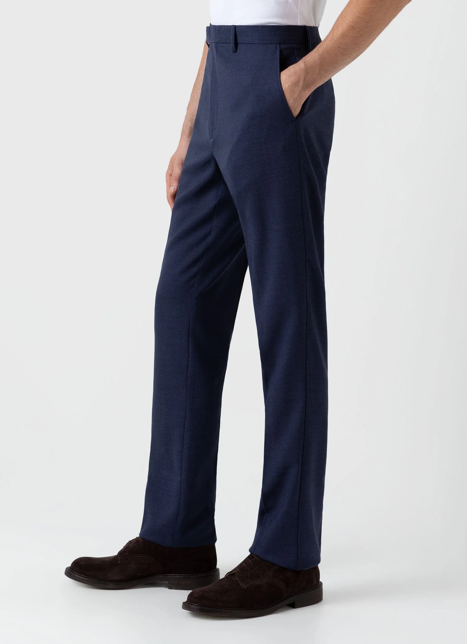 Men's Slim Fit Wool Trouser in Blue Melange - Image 5