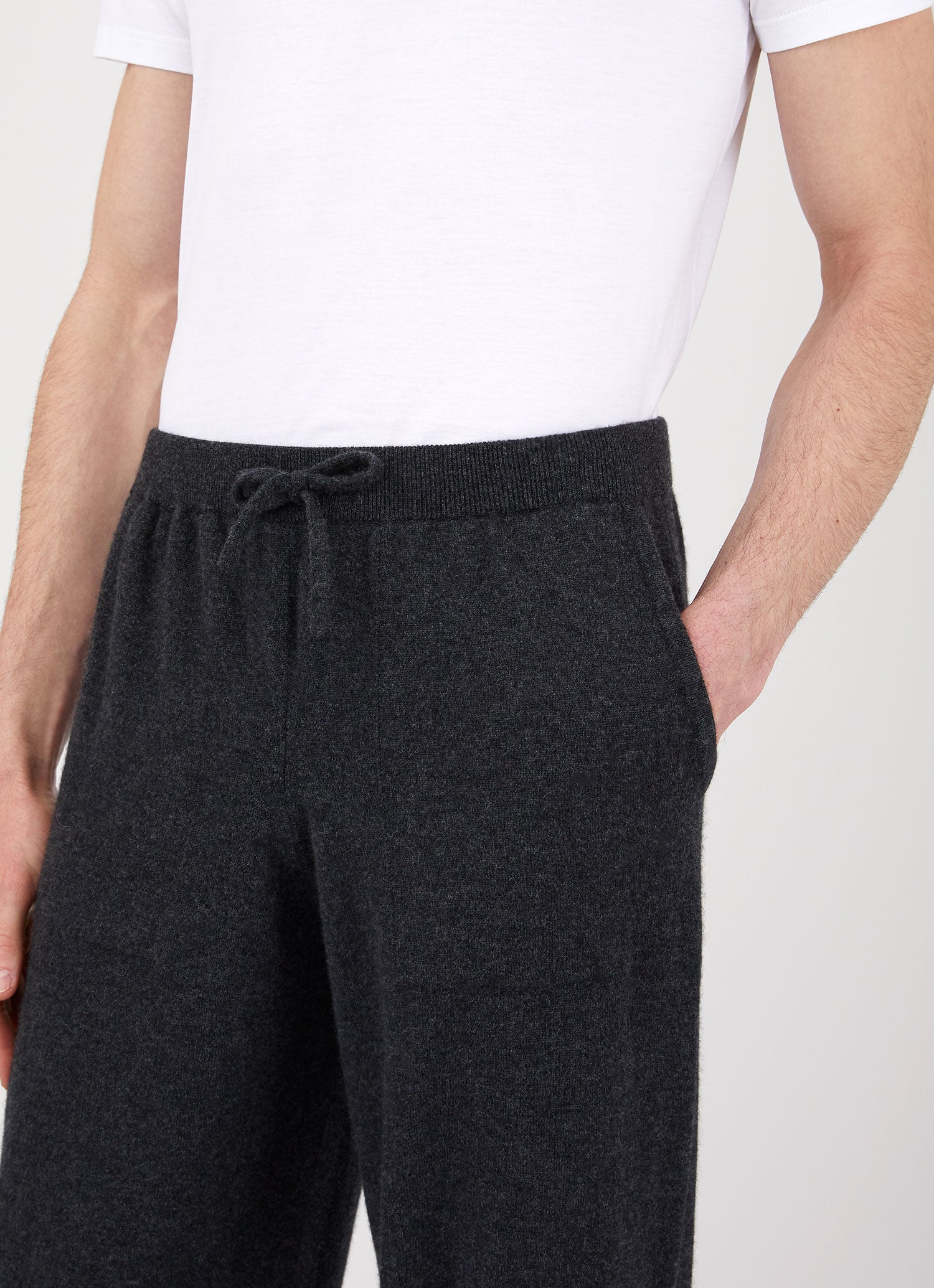 Men's Cashmere Lounge Pant in Charcoal Melange - Image 5
