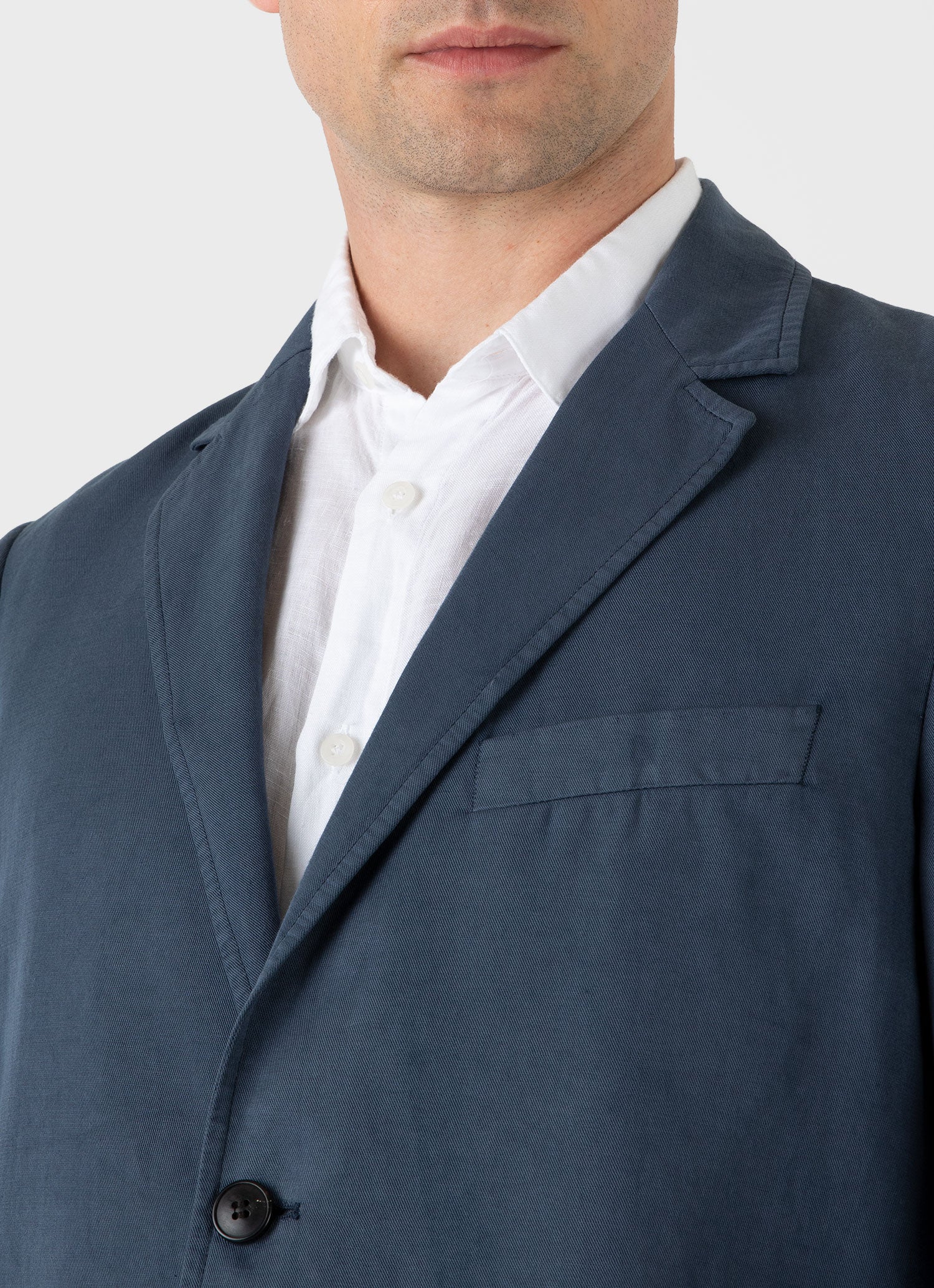 Men's Cotton Linen Unstructured Blazer in Shale Blue - Image 6