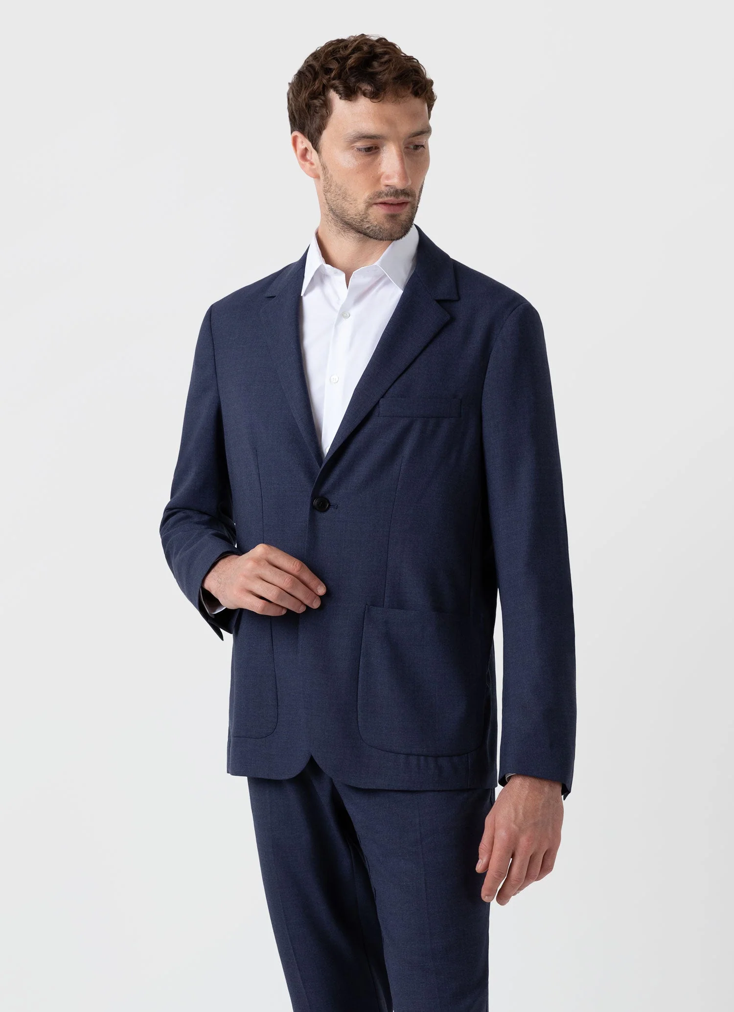 Men's Wool Blazer in Blue Melange - Image 2