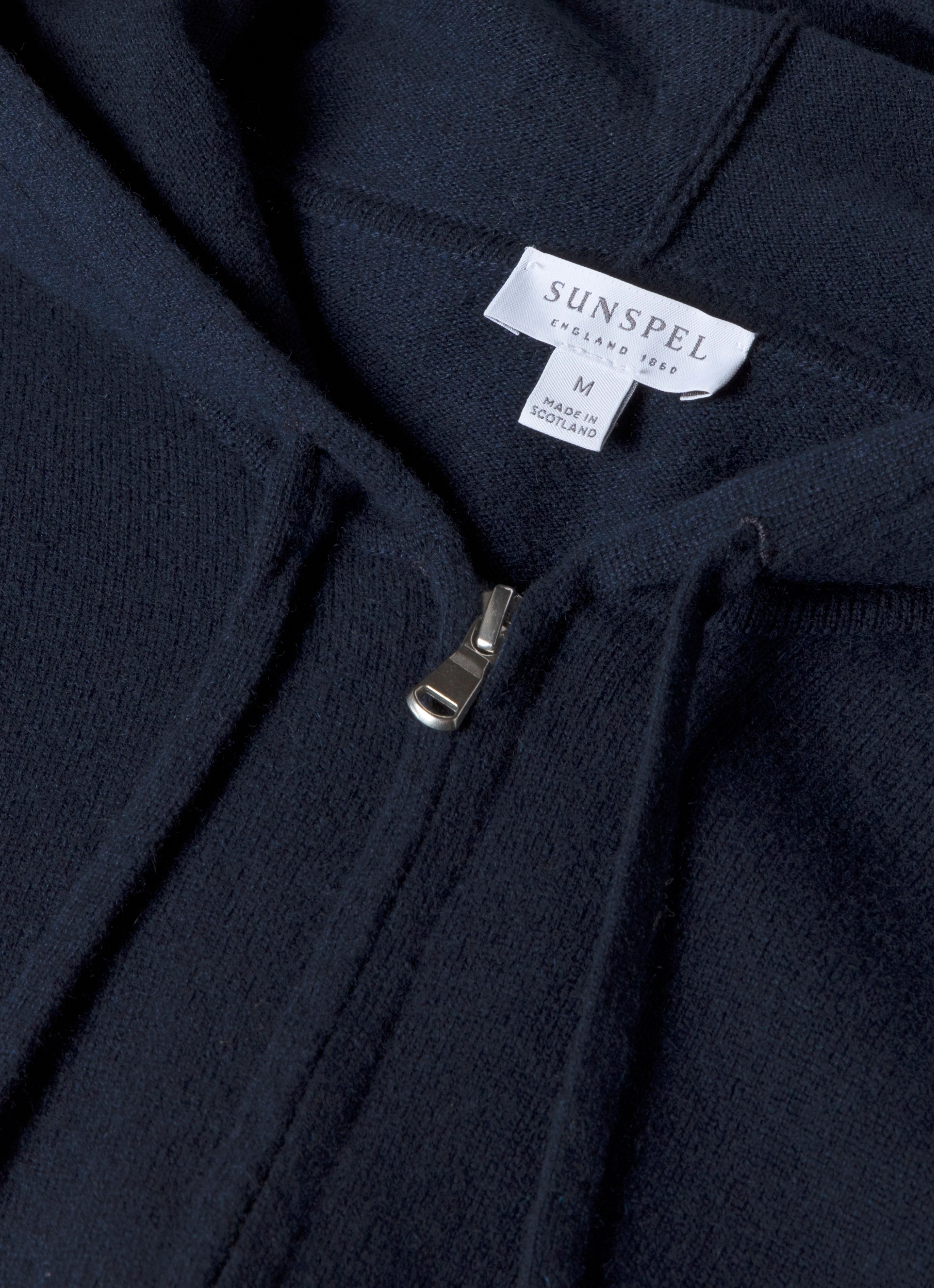 Men's Cashmere Zip Hoodie in Navy - Image 3