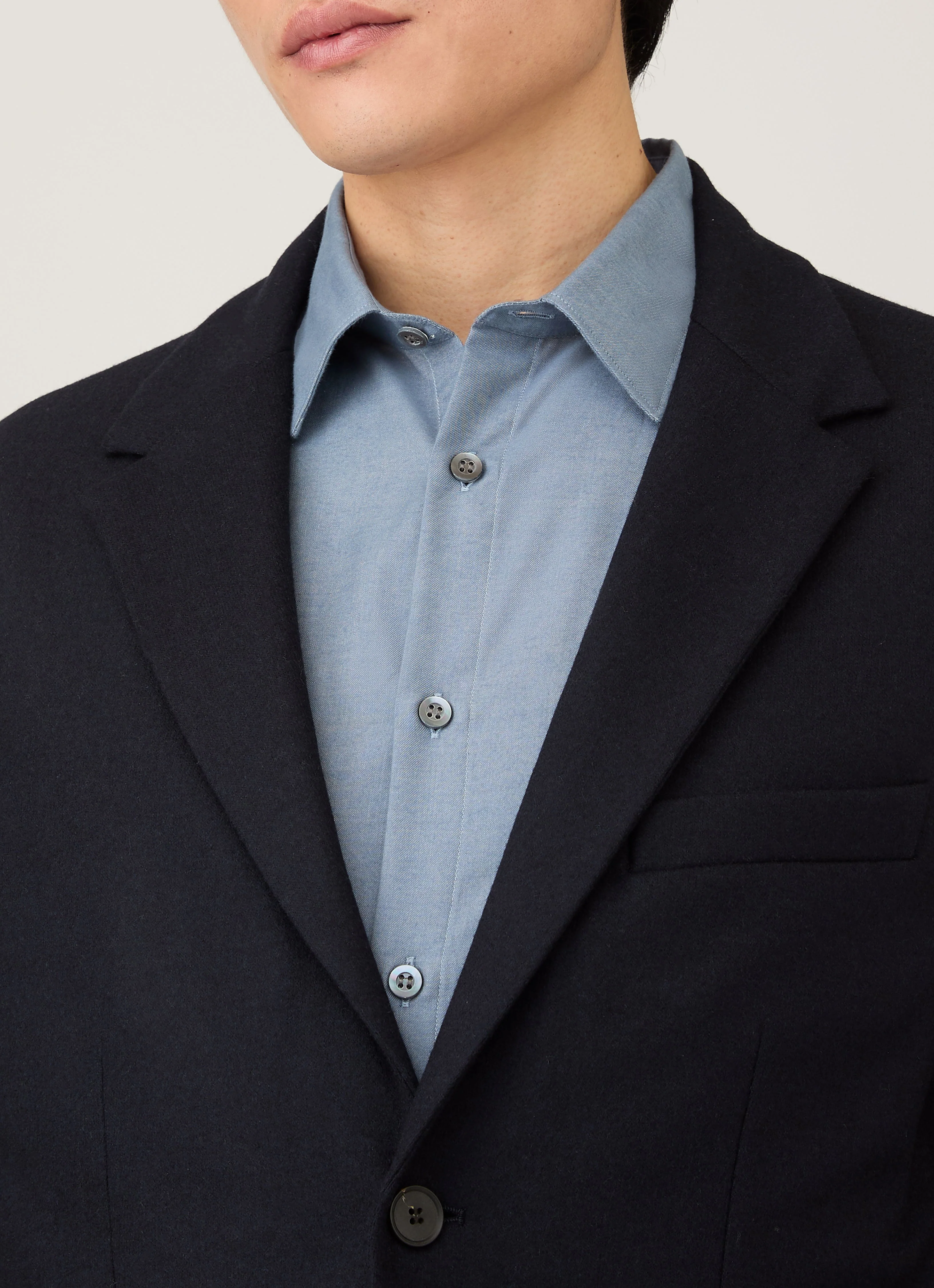 Men's Boiled Wool Blazer in Navy - Image 6