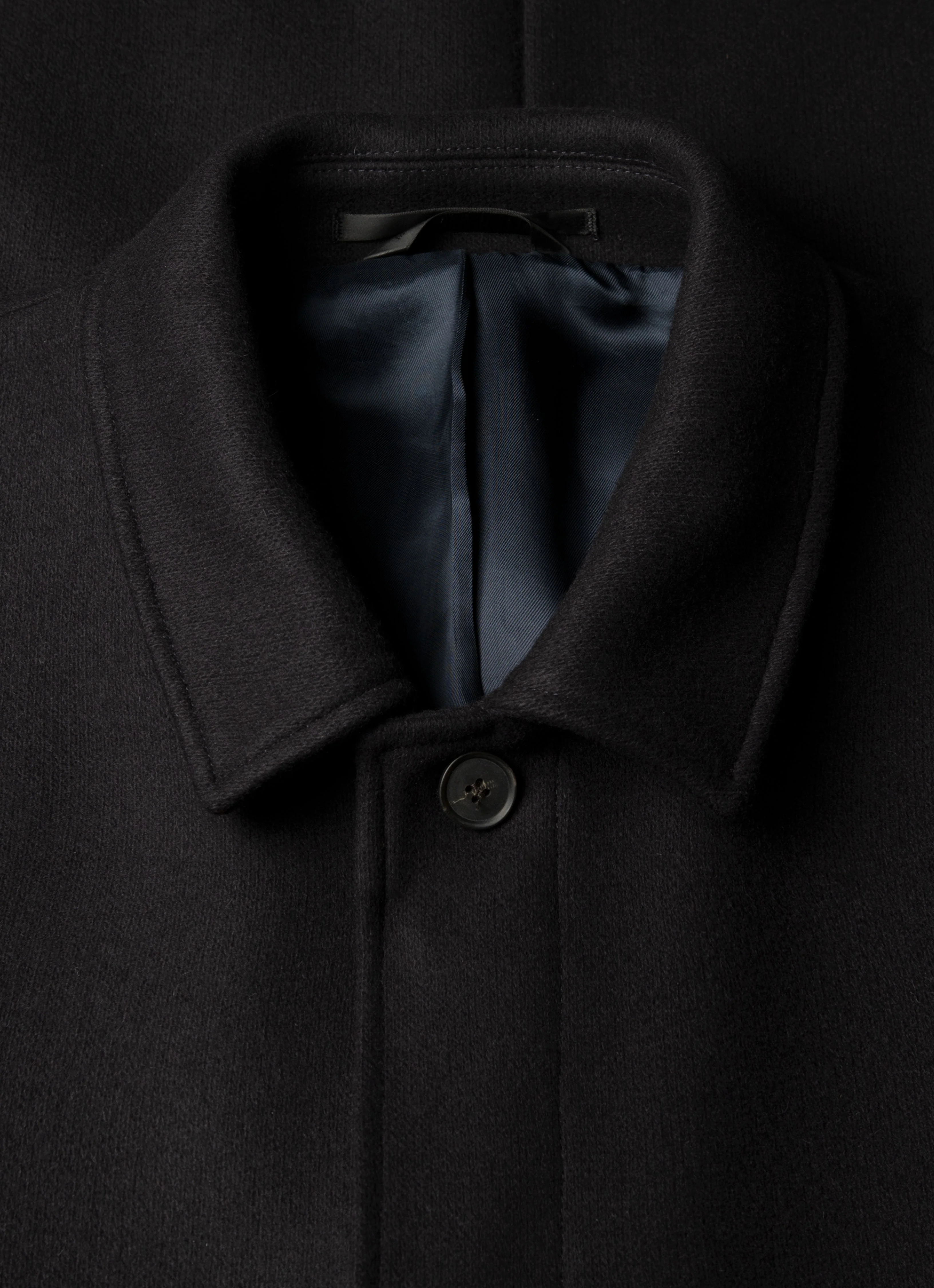 Men's Boiled Wool Coat in Navy - Image 4