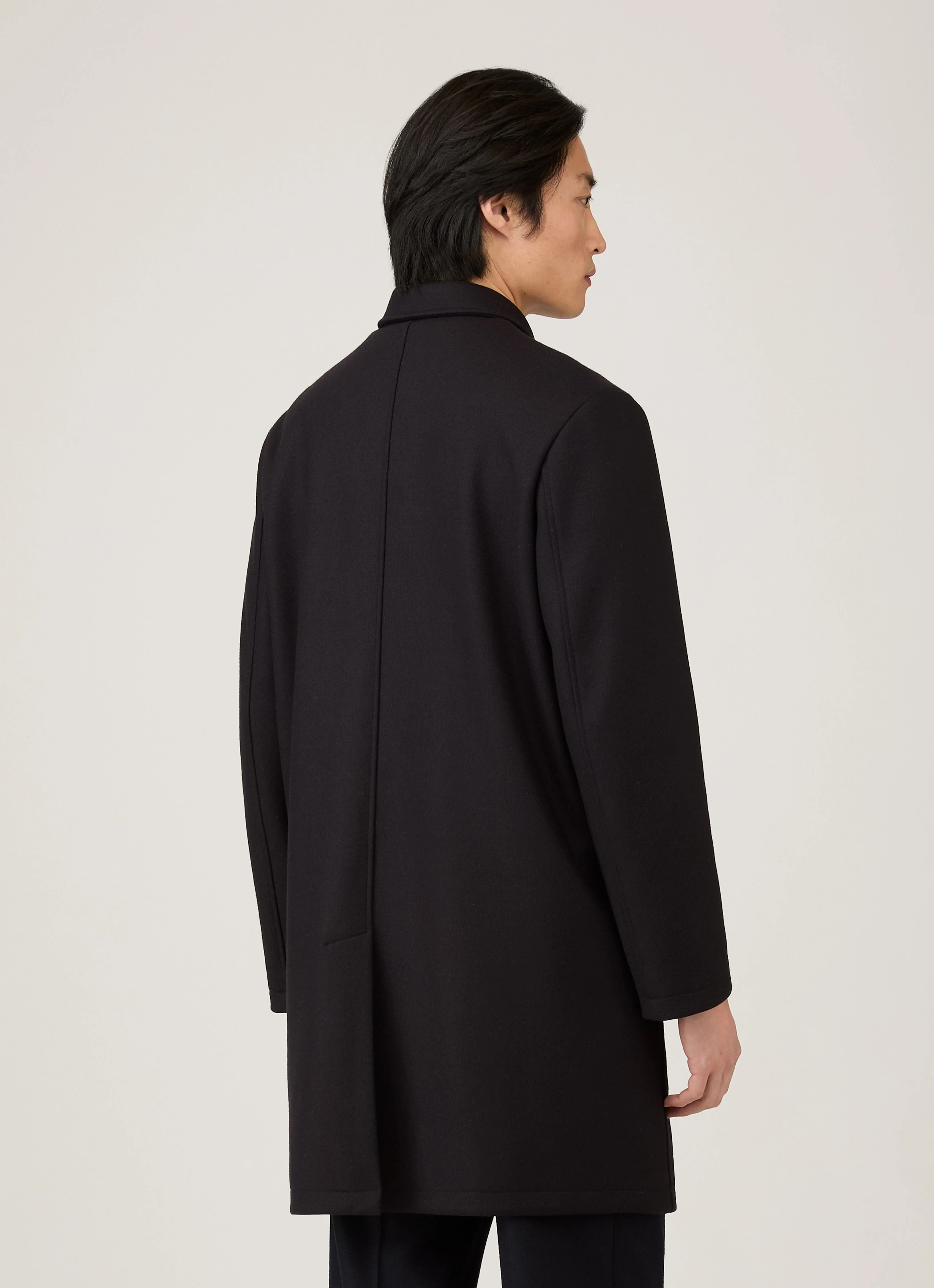 Men's Boiled Wool Coat in Navy - Image 5