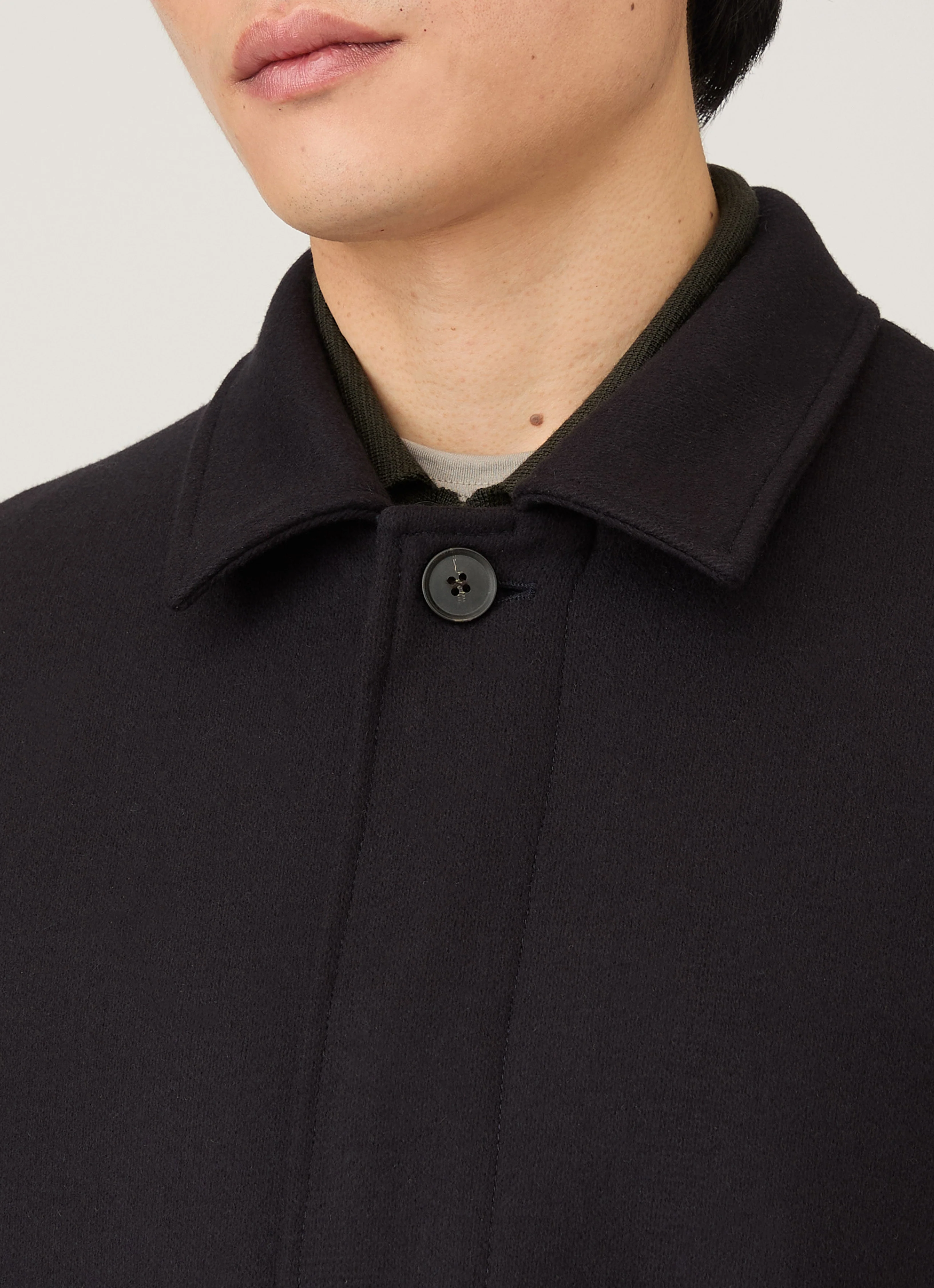 Men's Boiled Wool Coat in Navy - Image 6