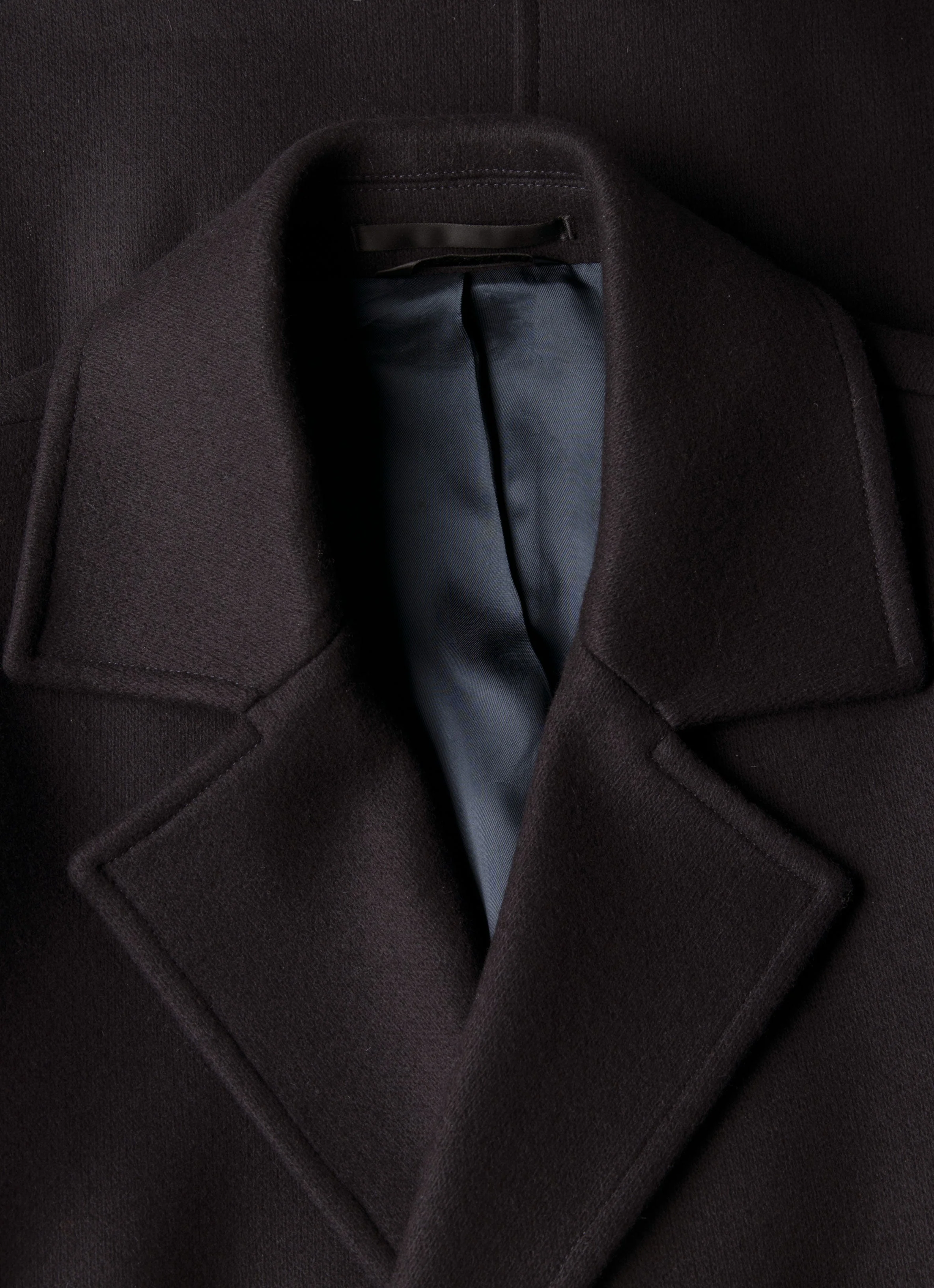 Men's Boiled Wool Pea Coat in Navy - Image 4