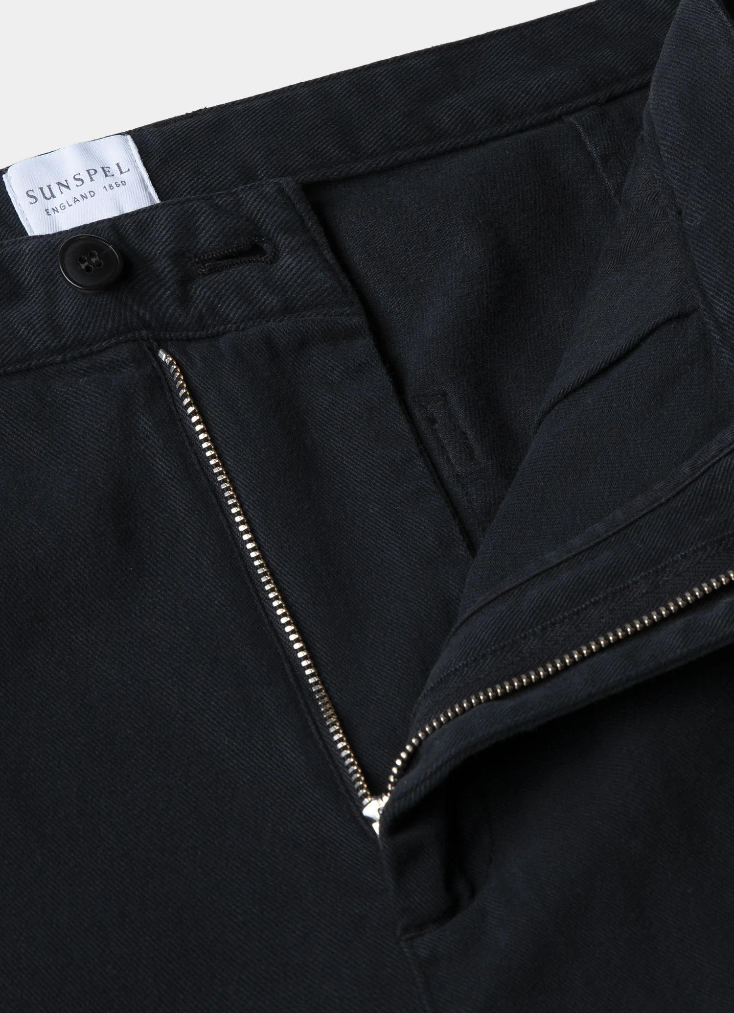 Men's Brushed Cotton Chore Trouser in Black - Image 4