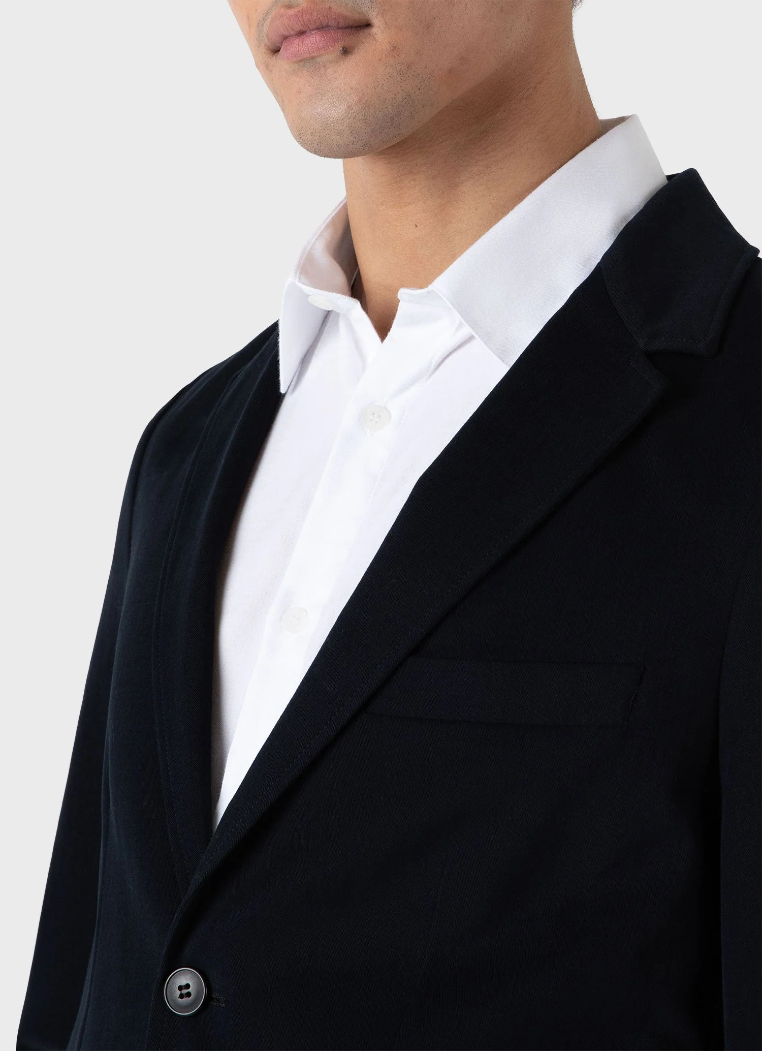 Men's Brushed Cotton Wool Blazer in Navy - Image 6