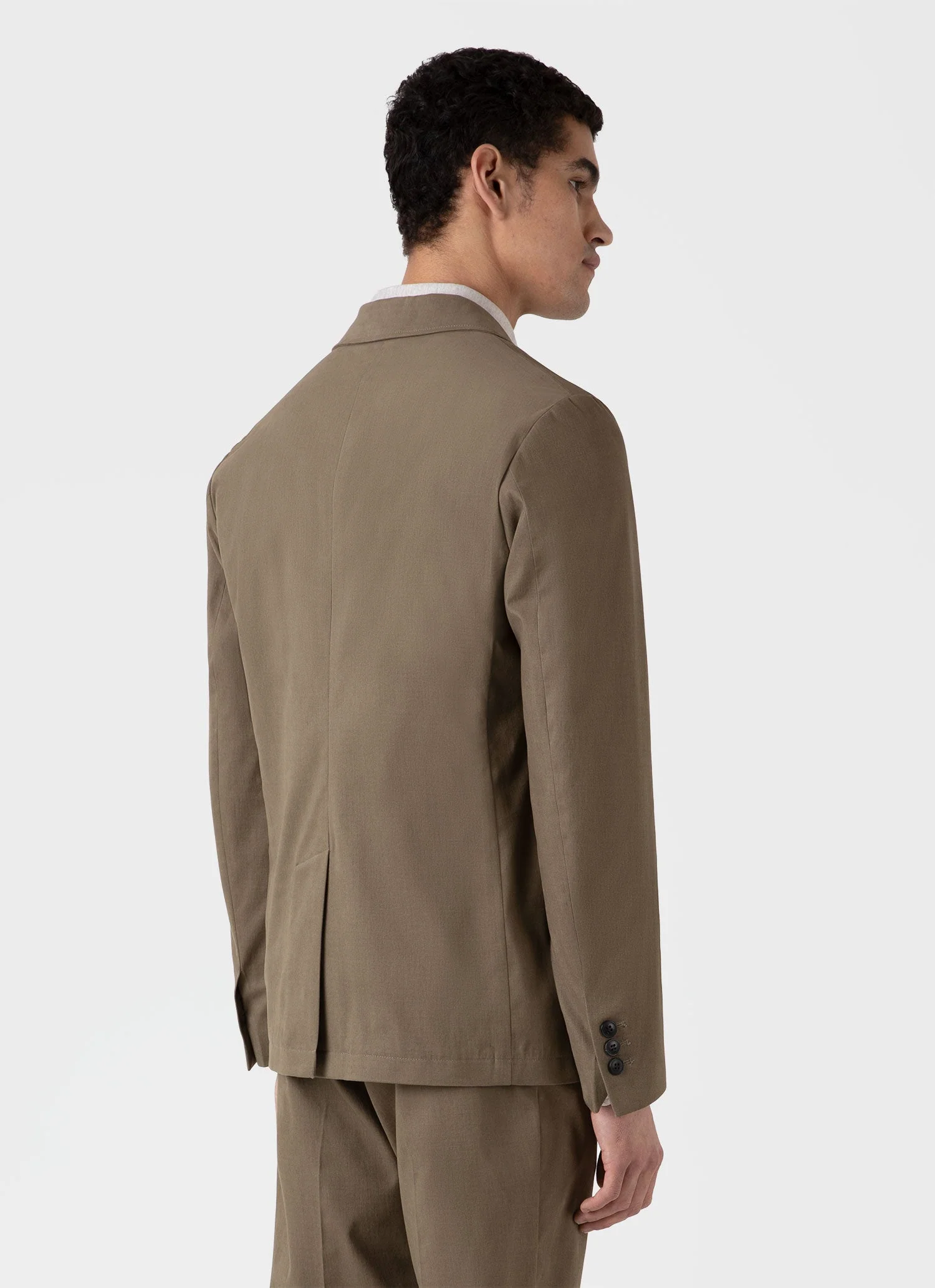 Men's Brushed Cotton Wool Blazer in Sandstone - Image 5