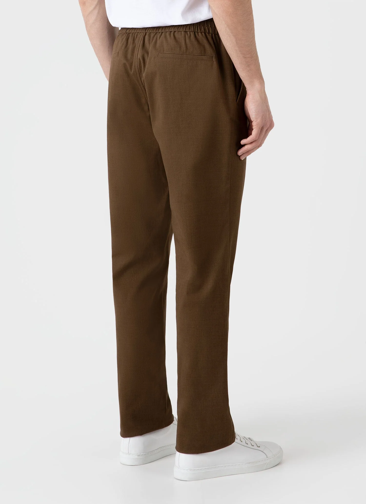 Men's Brushed Cotton Wool Drawstring Trouser in Dark Stone - Image 5