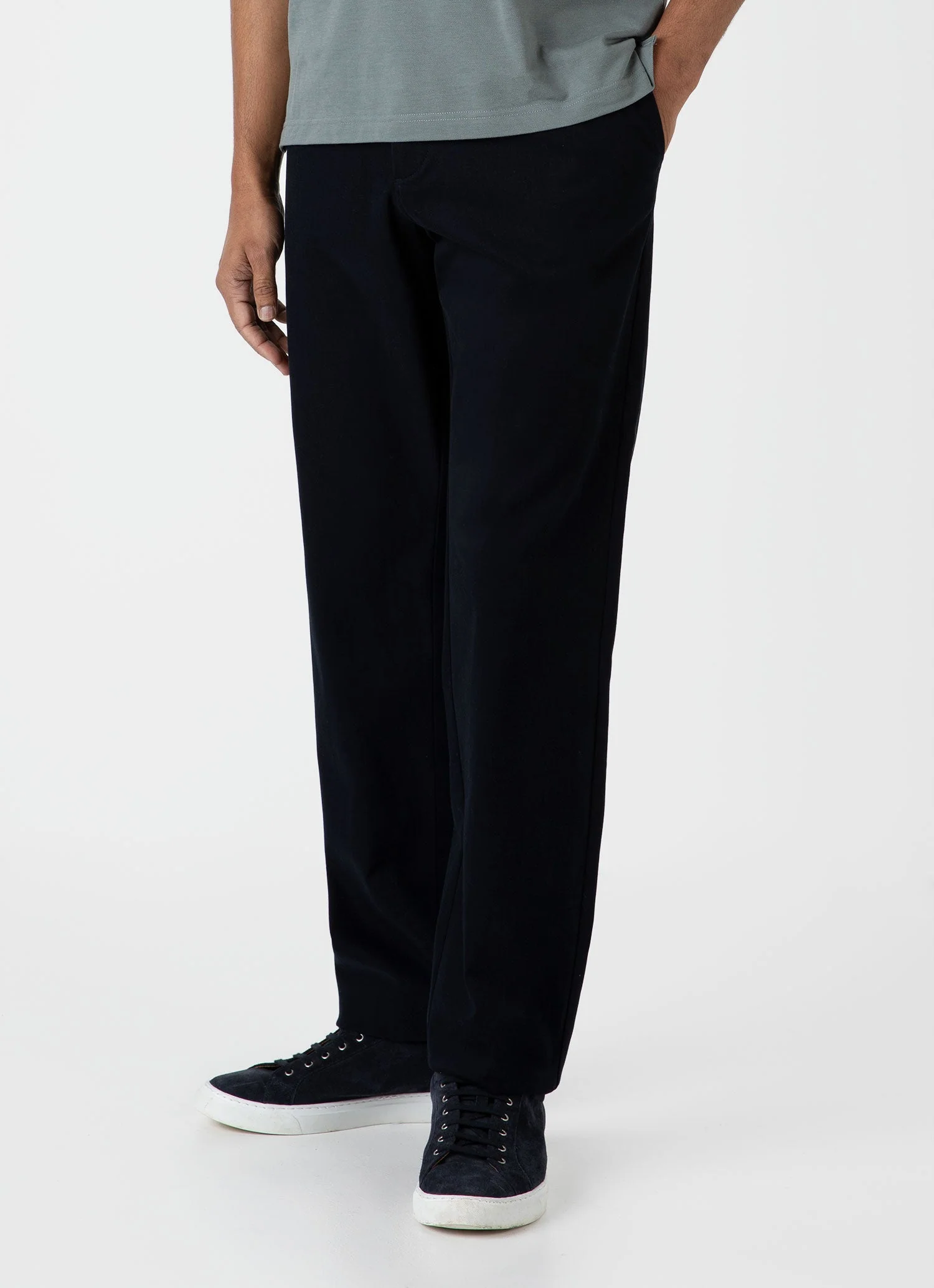 Men's Brushed Cotton Wool Drawstring Trouser in Navy - Image 3
