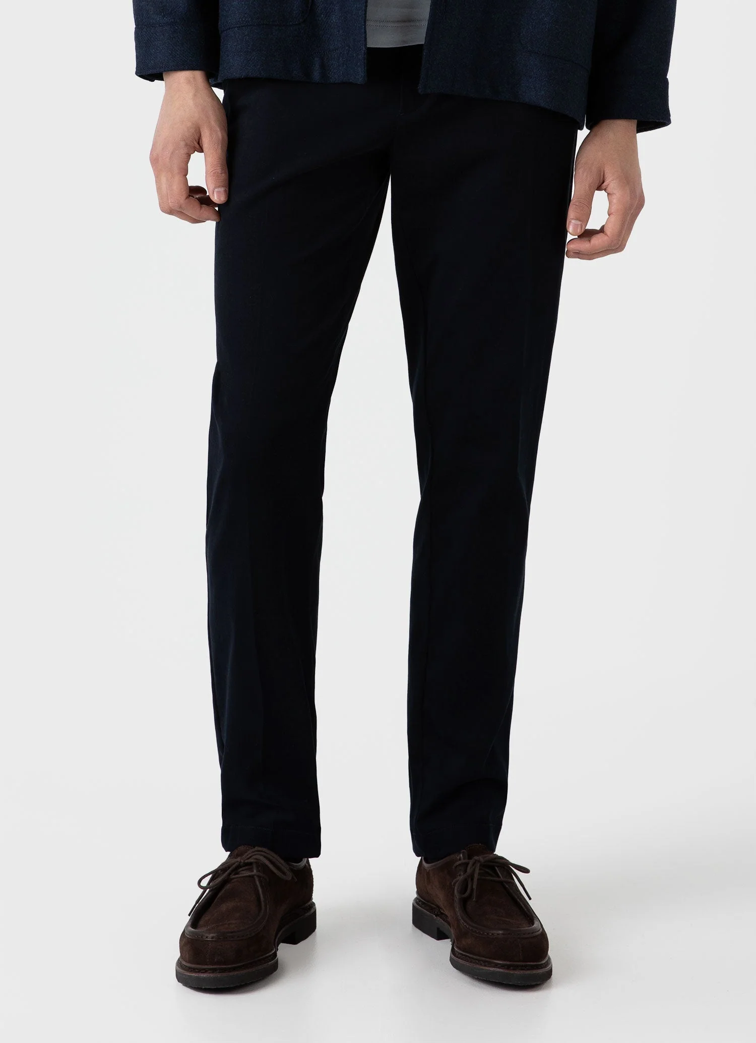Men's Brushed Cotton Wool Trouser in Navy - Image 3