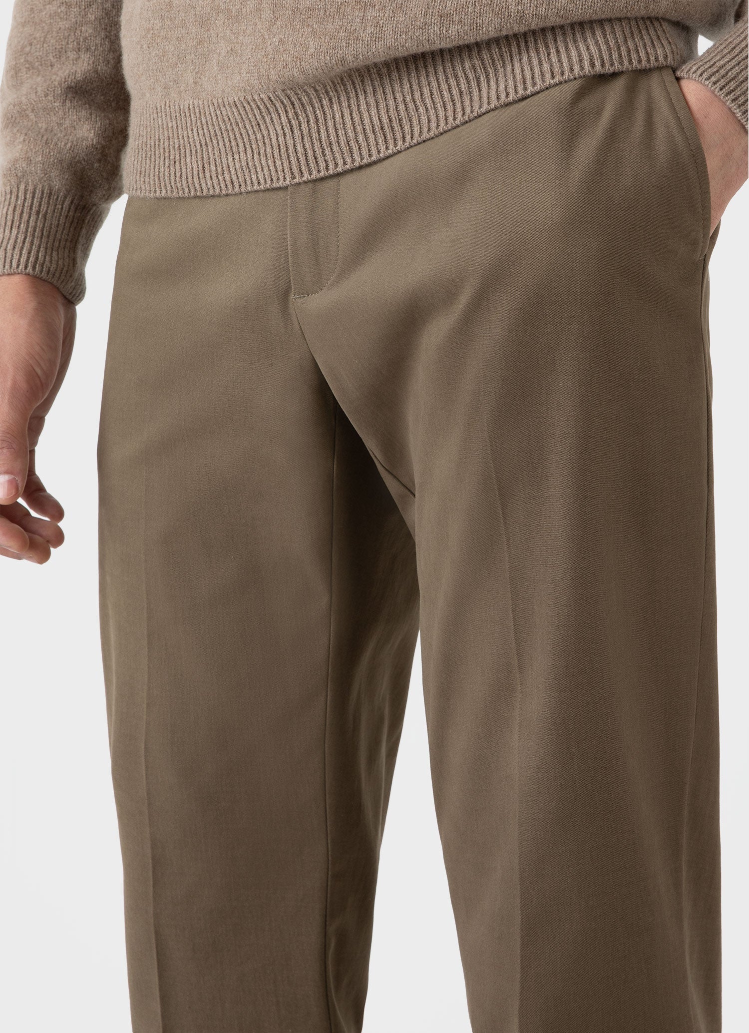 Men's Brushed Cotton Wool Trouser in Sandstone - Image 6