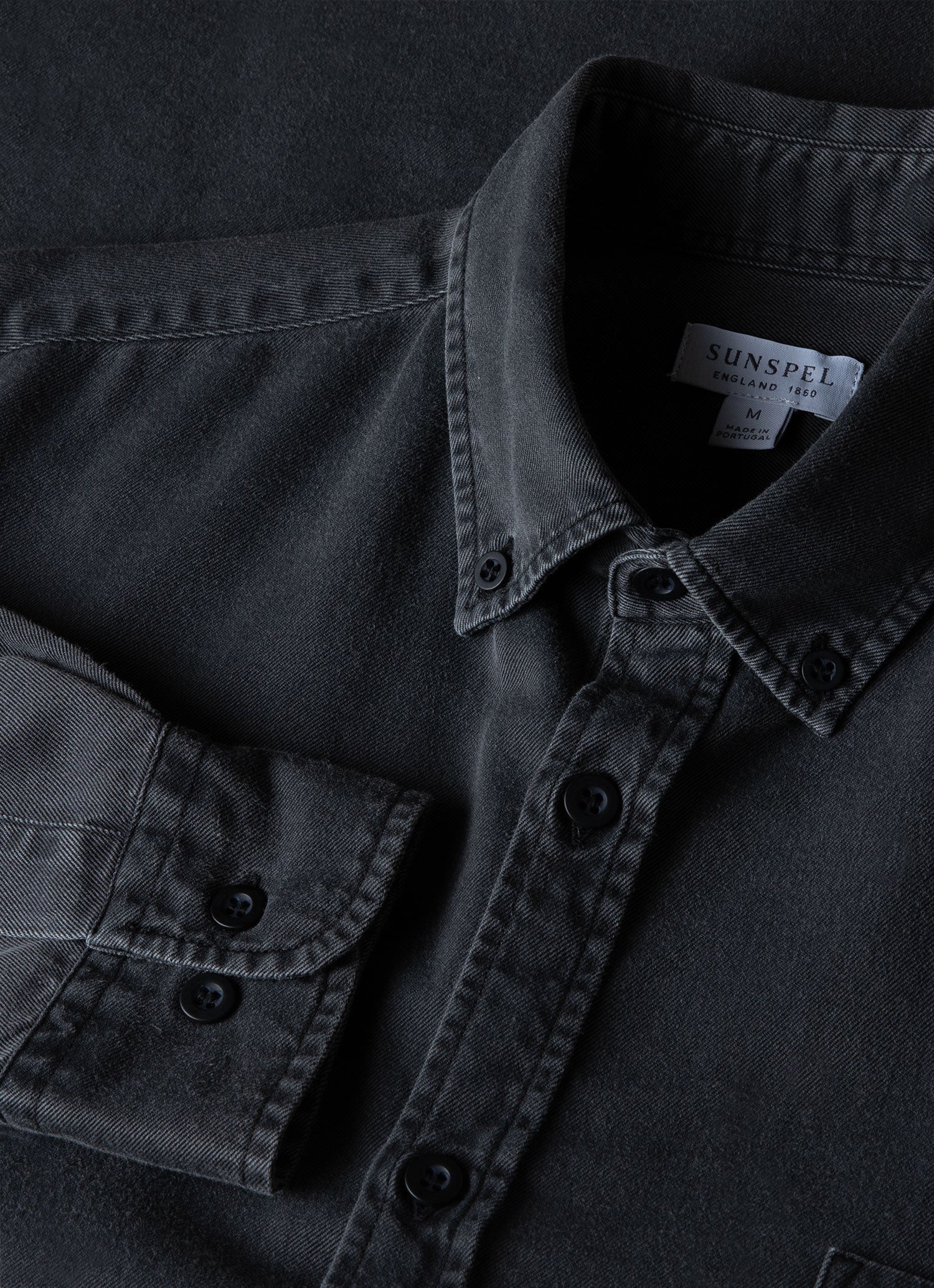 Men's Button Down Denim Shirt in Black Denim Wash - Image 4