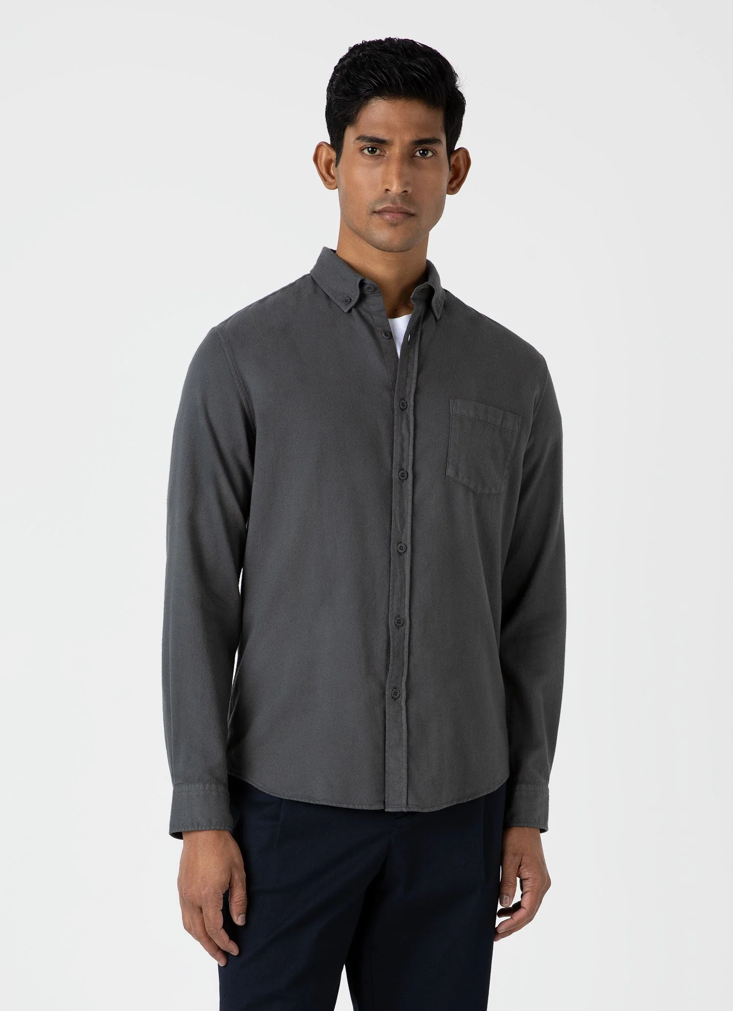 Men's Button Down Flannel Shirt in Drill Green - Image 2