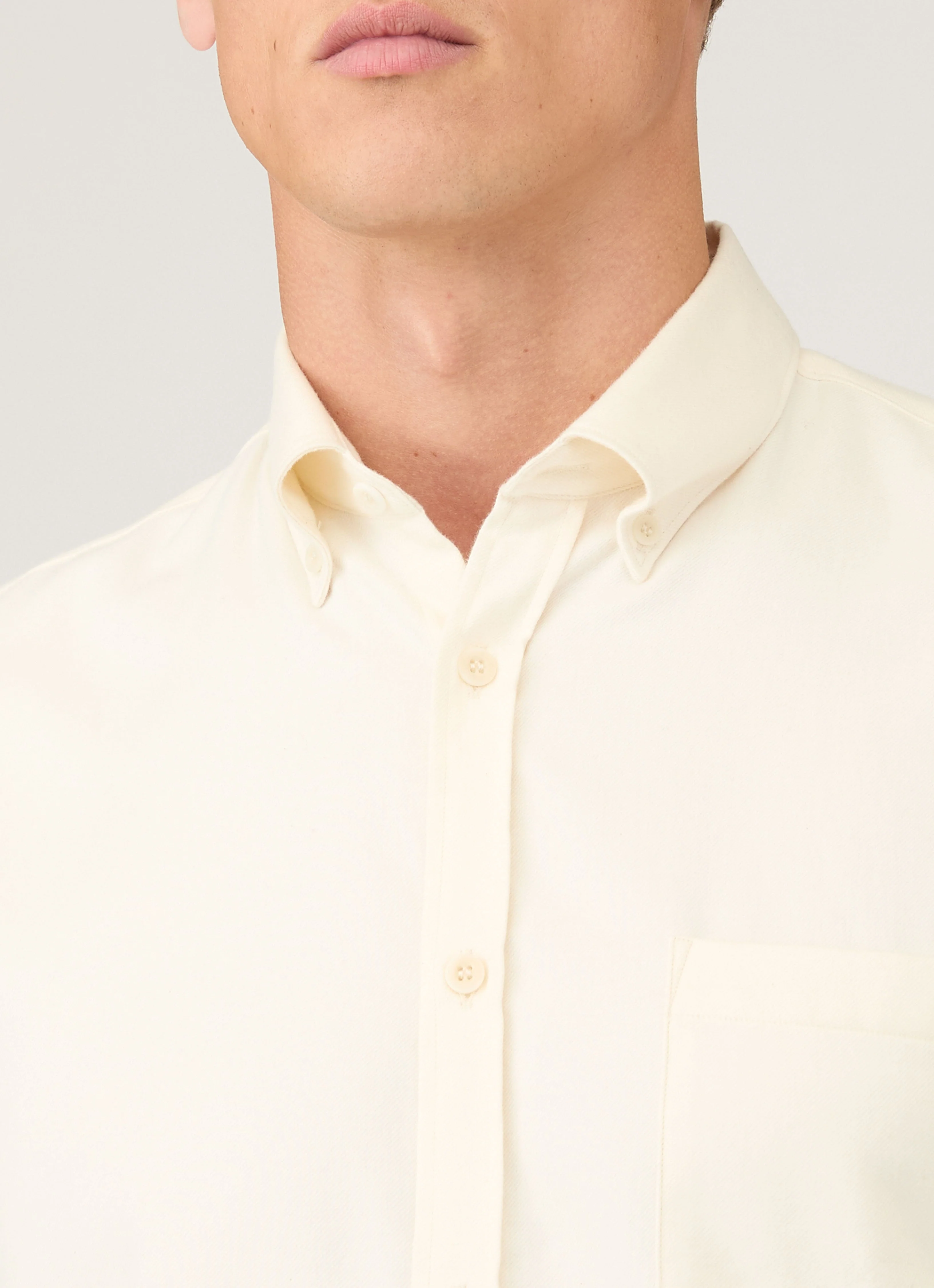 Men's Button Down Flannel Shirt in Ecru - Image 6