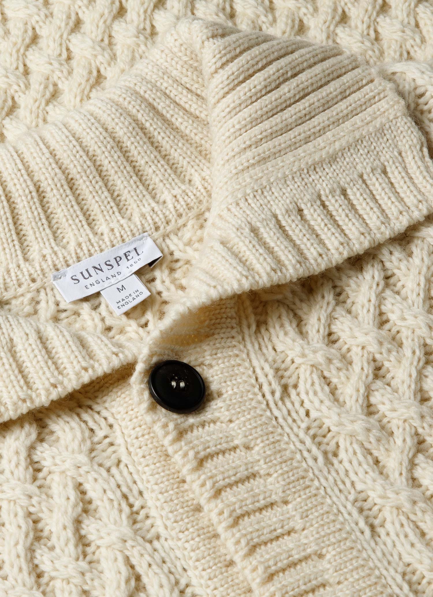 Men's Cable Knit Cardigan Jacket in Ecru - Image 4
