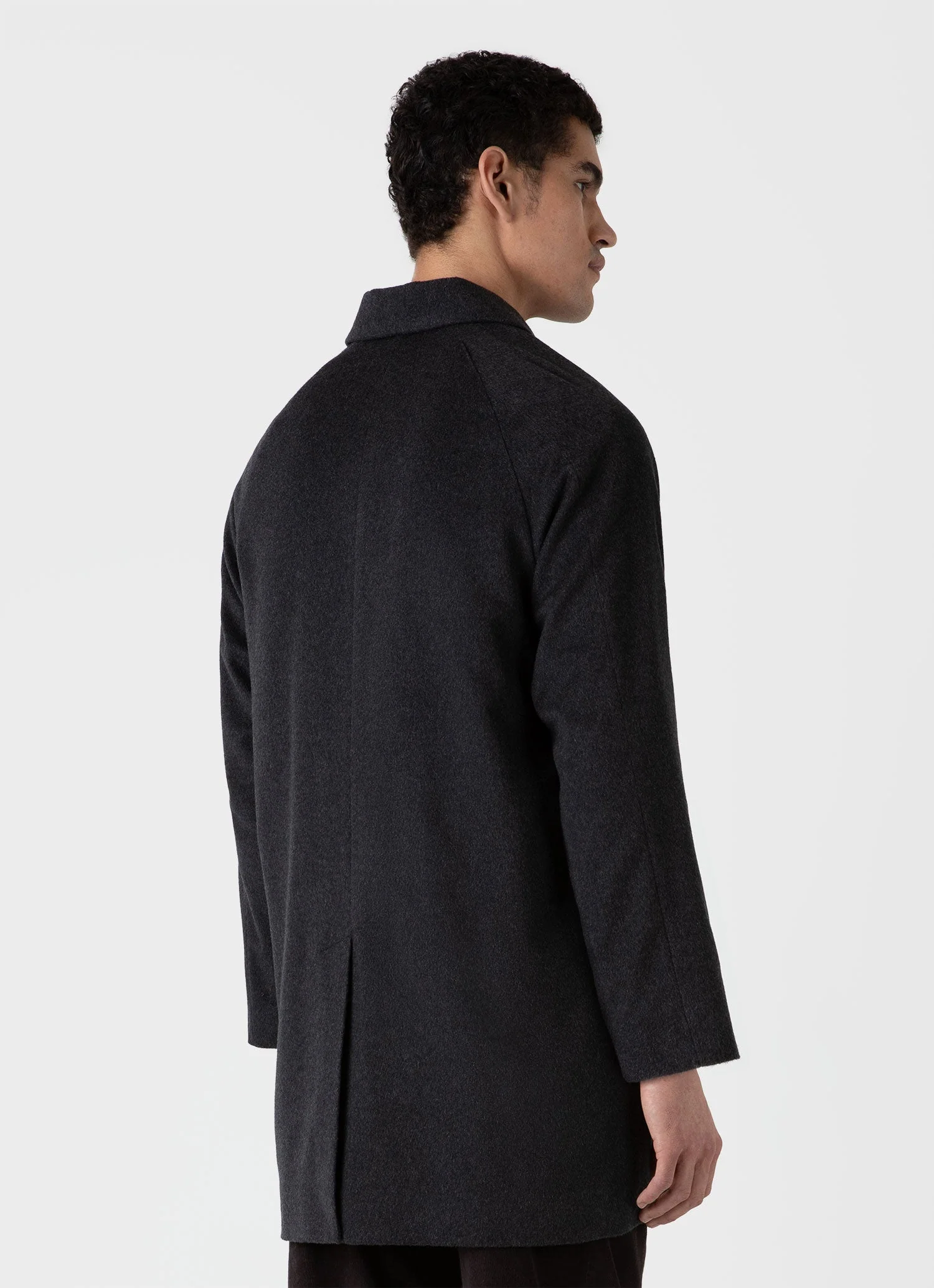 Men's Cashmere Car Coat in Charcoal Melange - Image 4