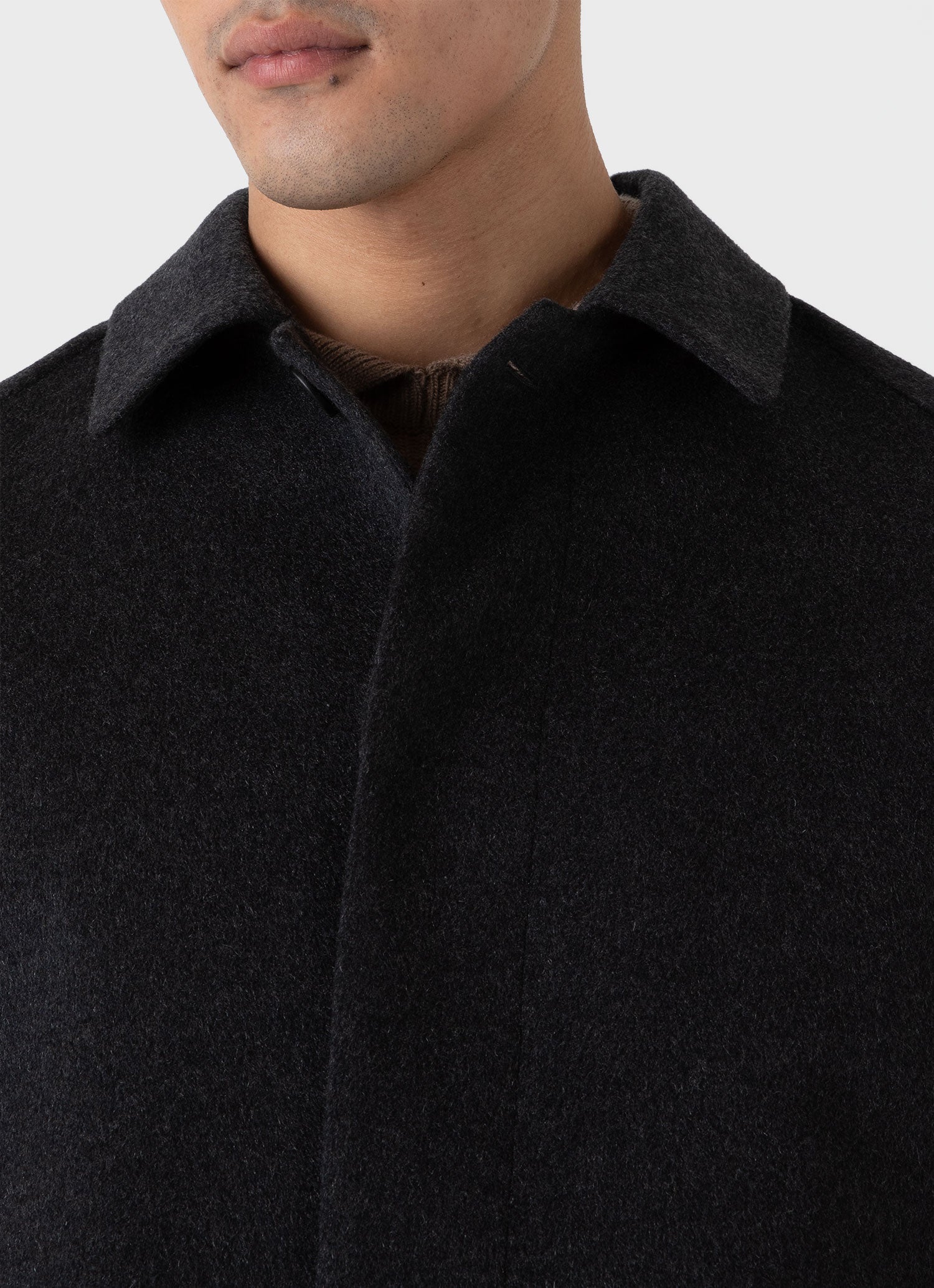Men's Cashmere Car Coat in Charcoal Melange - Image 5