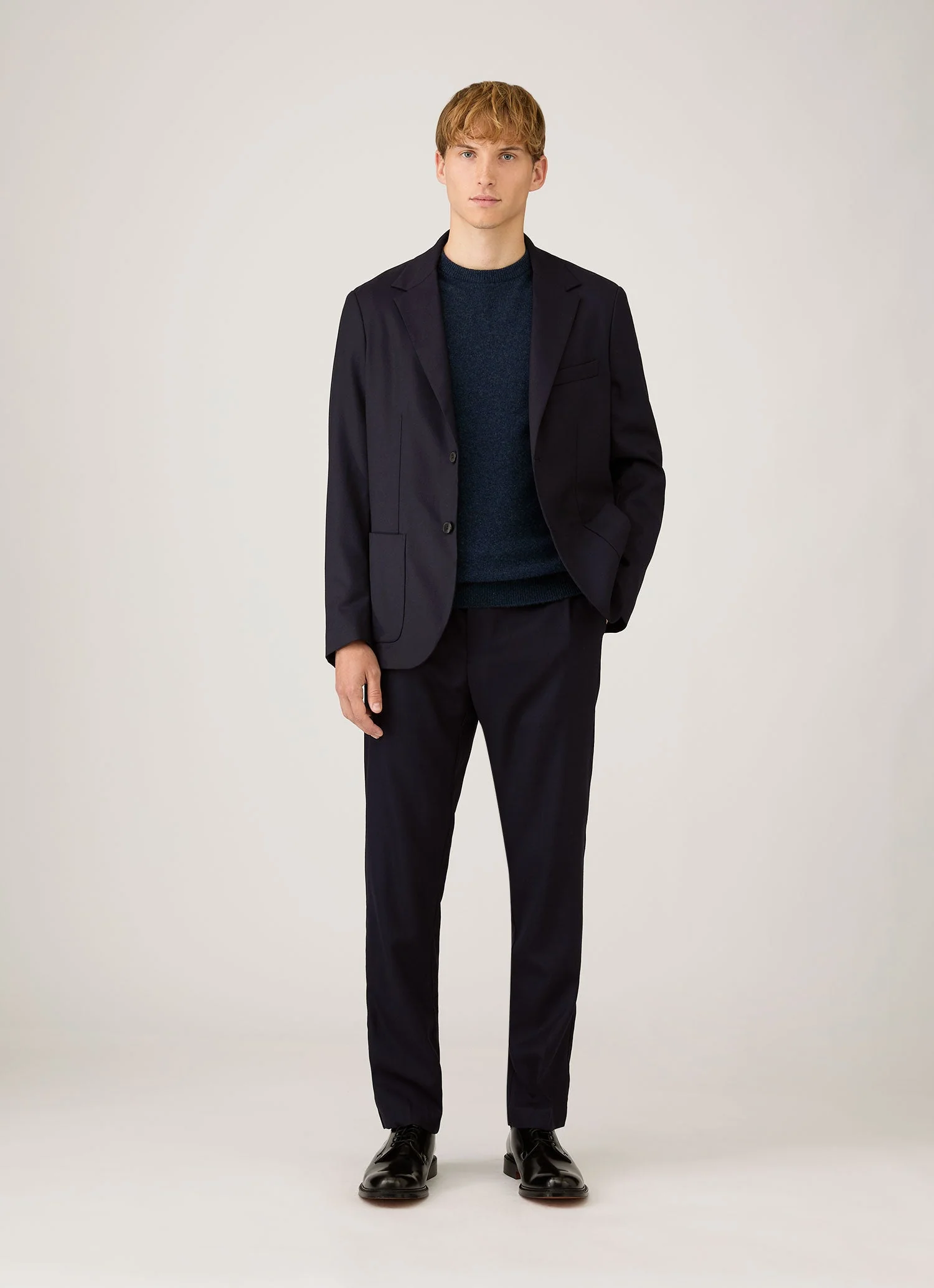 Men's Cashmere Crew Neck Jumper in Navy Melange - Image 3