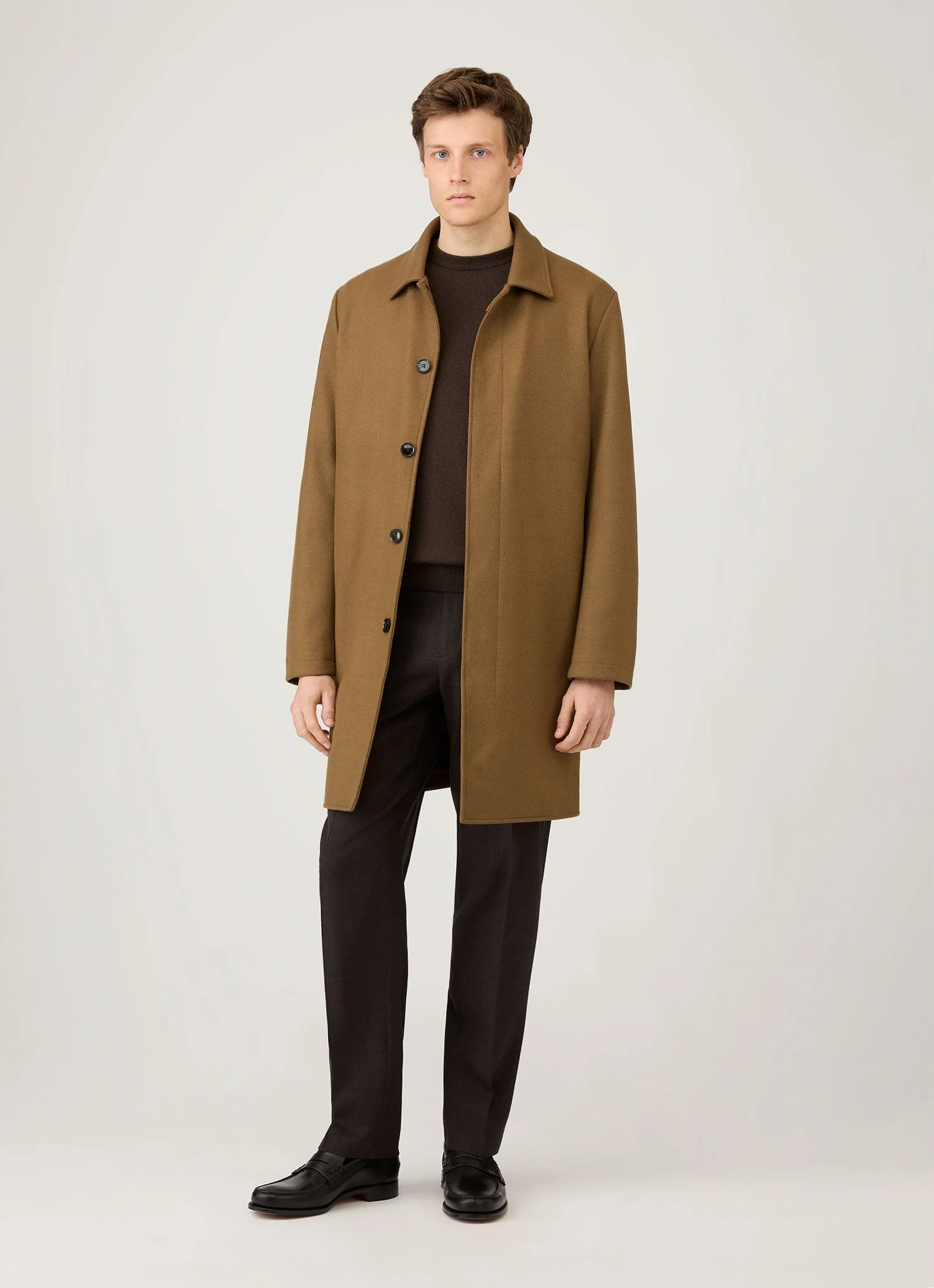 Men's Cashmere Crew Neck Jumper in Truffle - Image 3