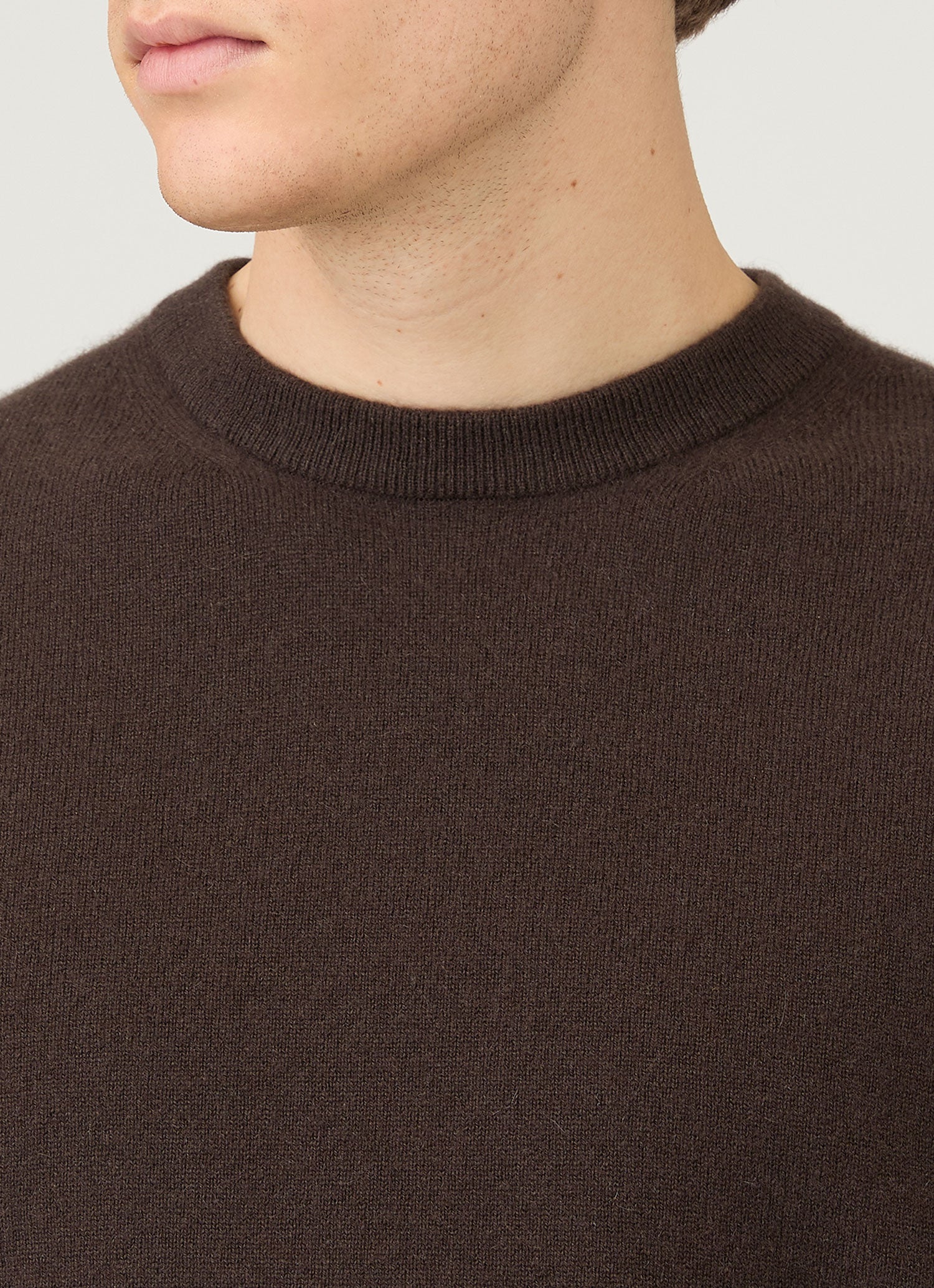 Men's Cashmere Crew Neck Jumper in Truffle - Image 6