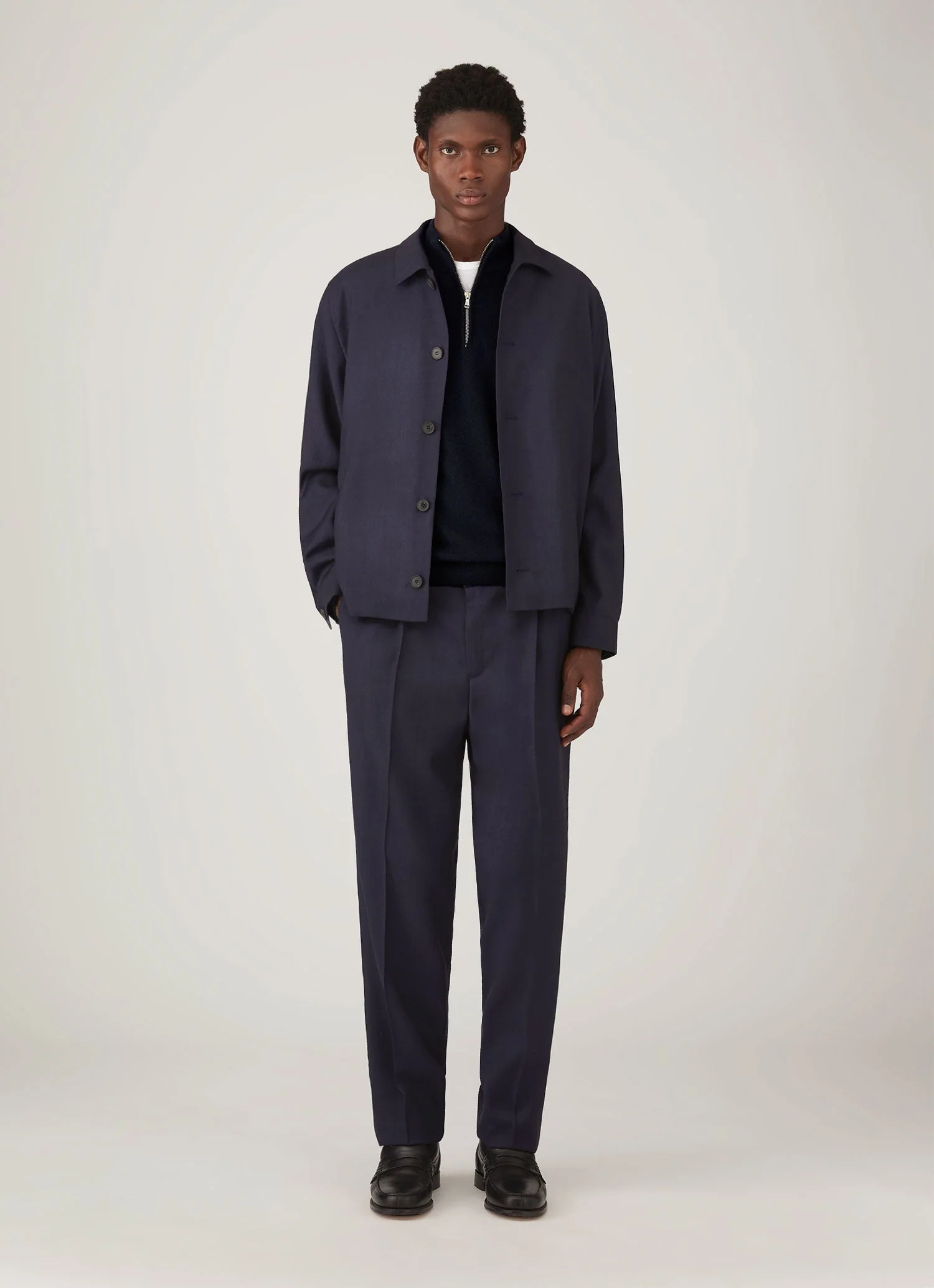 Men's Cashmere Half Zip Jumper in Navy - Image 3